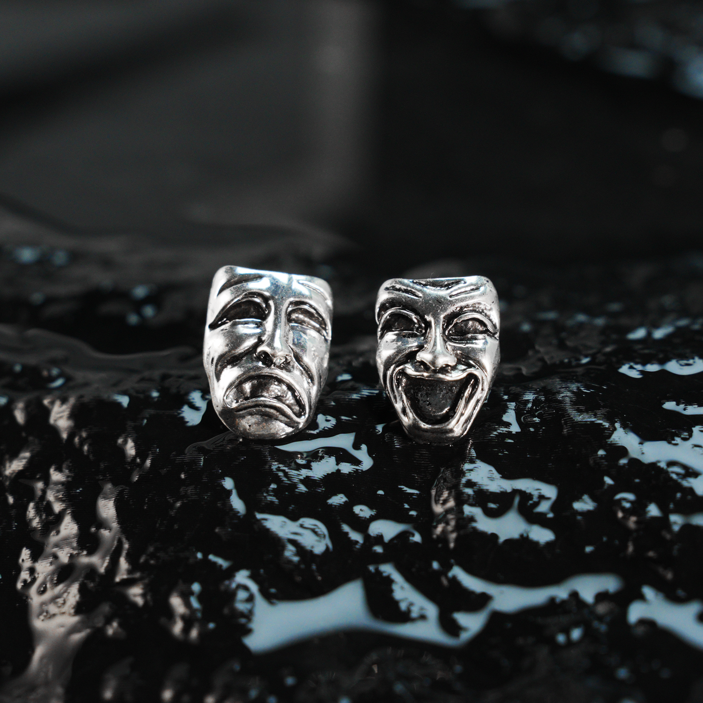 Drama Mask Earrings | Comedy & Tragedy Dual Faces | Artistic Statement Jewelry