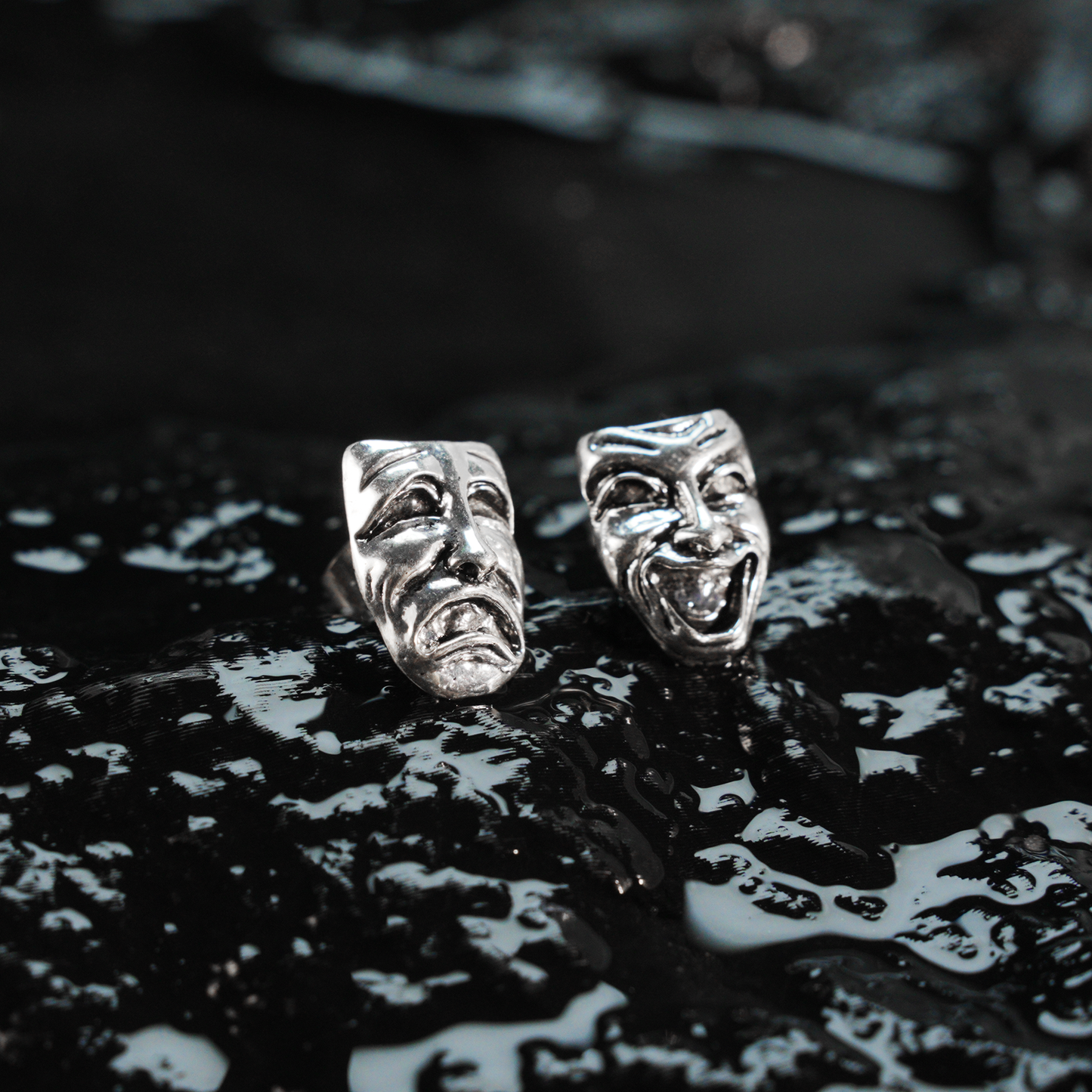 Drama Mask Earrings | Comedy & Tragedy Dual Faces | Artistic Statement Jewelry
