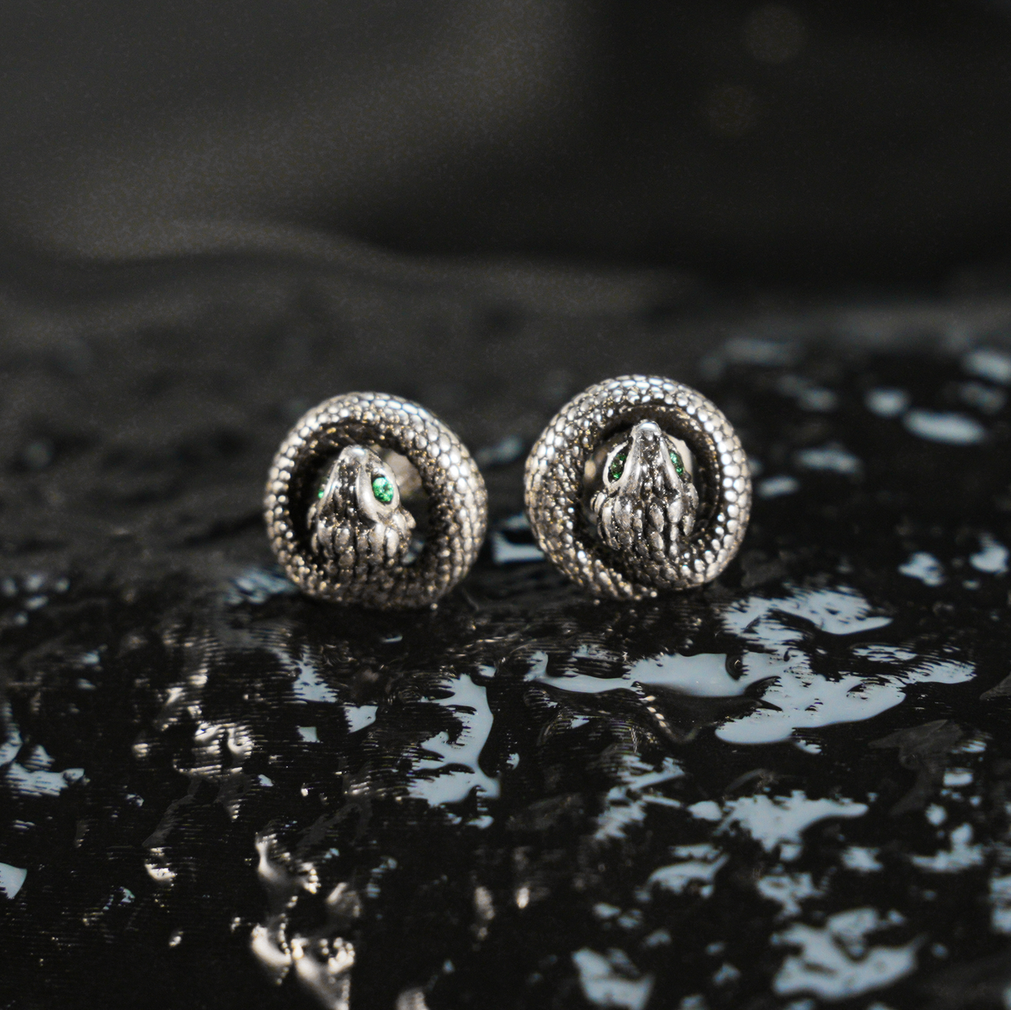 Coiled Snake Talisman Earrings | Gothic Spiritual Studs with Ouroboros Symbol | Unique Birthday Gift for Mystic Jewelry Lovers