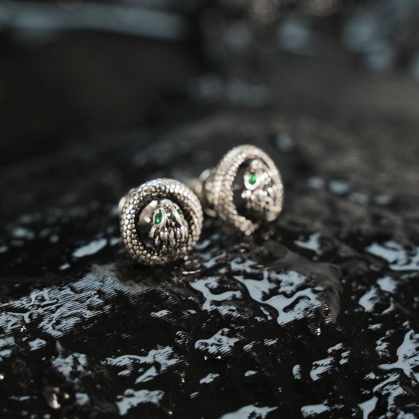 Coiled Snake Talisman Earrings | Gothic Spiritual Studs with Ouroboros Symbol | Unique Birthday Gift for Mystic Jewelry Lovers