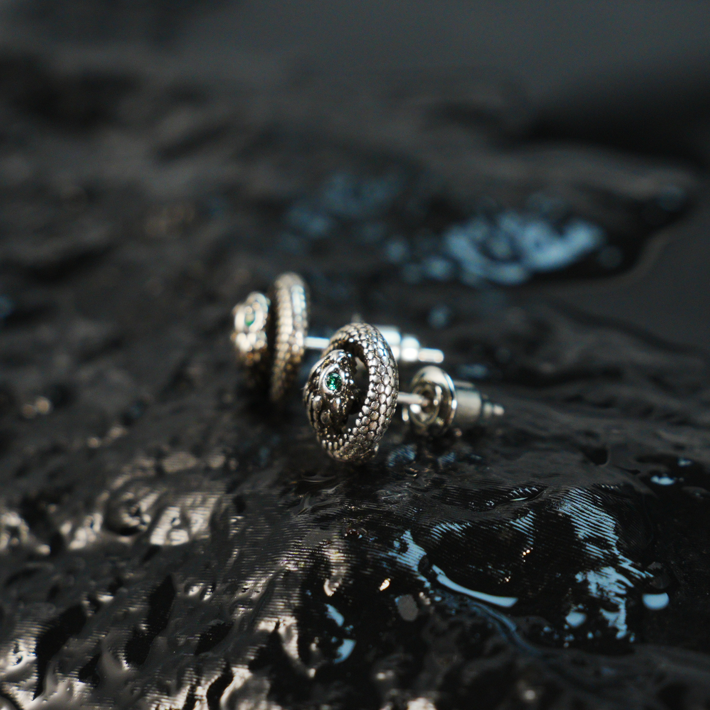 Coiled Snake Talisman Earrings | Gothic Spiritual Studs with Ouroboros Symbol | Unique Birthday Gift for Mystic Jewelry Lovers