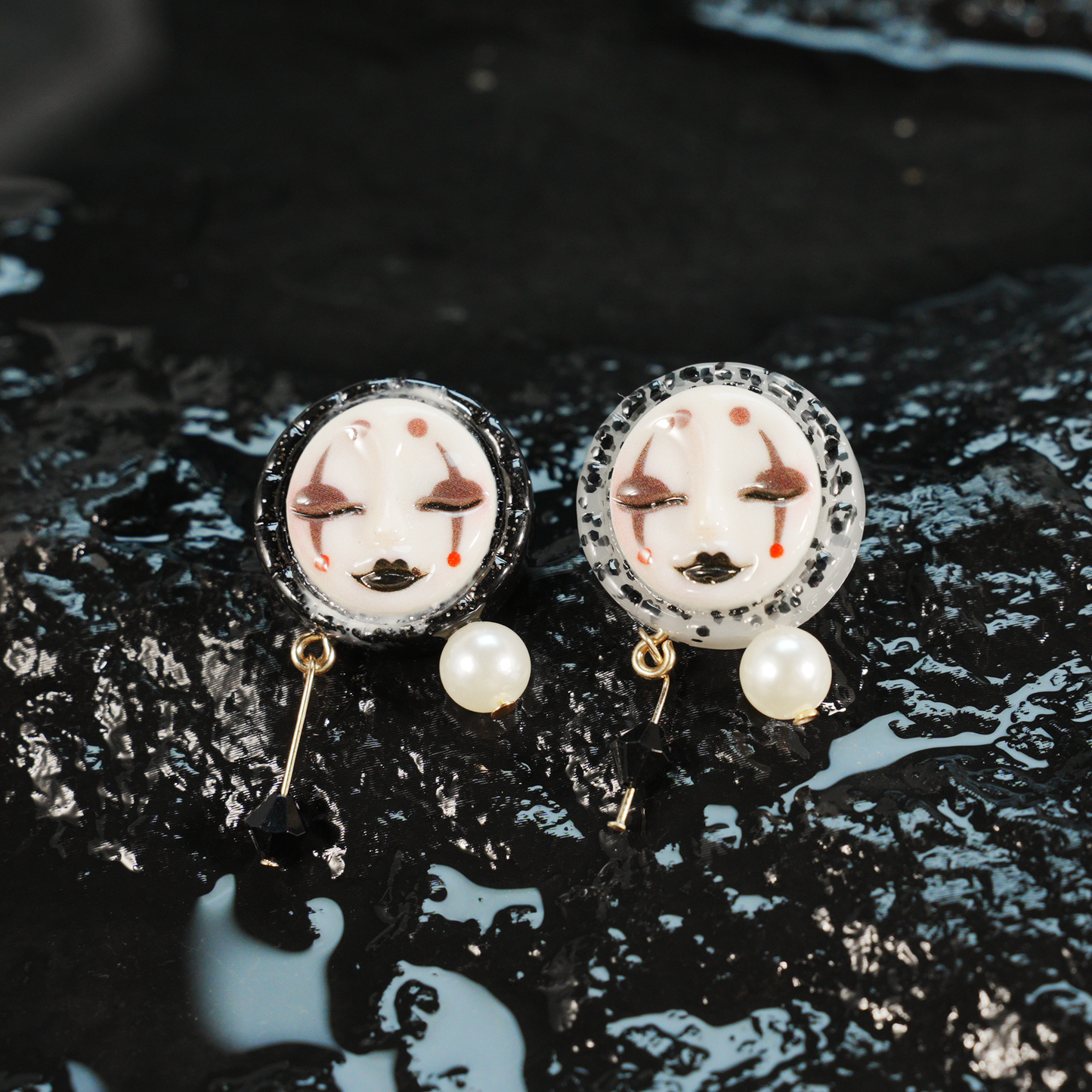 Gothic Drama Mask Earrings | Emotional Artistic Studs | Unique Gift for Her with Bold Personality