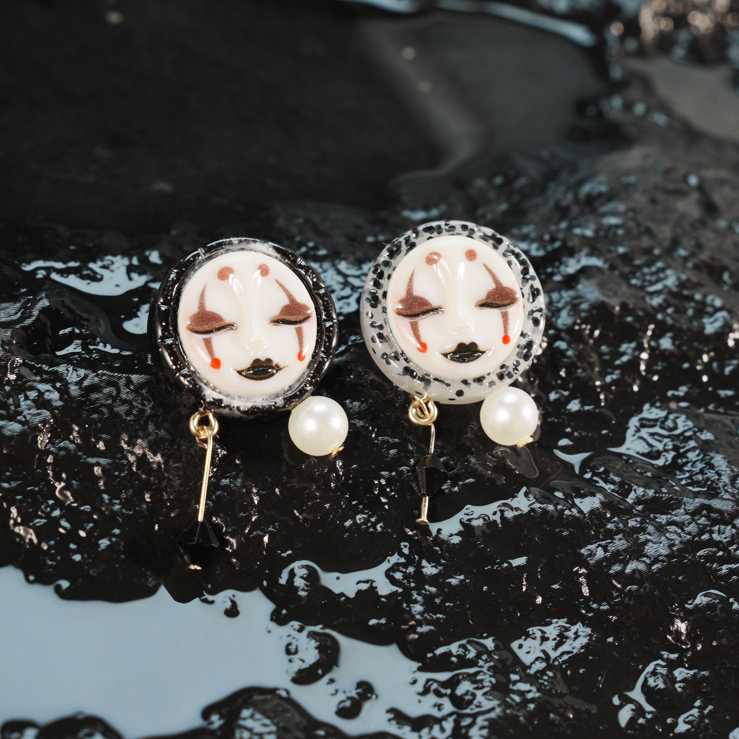 Gothic Drama Mask Earrings | Emotional Artistic Studs | Unique Gift for Her with Bold Personality