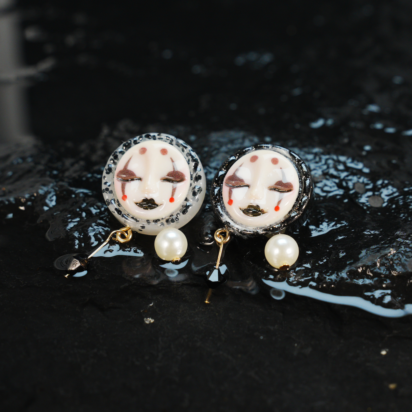 Gothic Drama Mask Earrings | Emotional Artistic Studs | Unique Gift for Her with Bold Personality