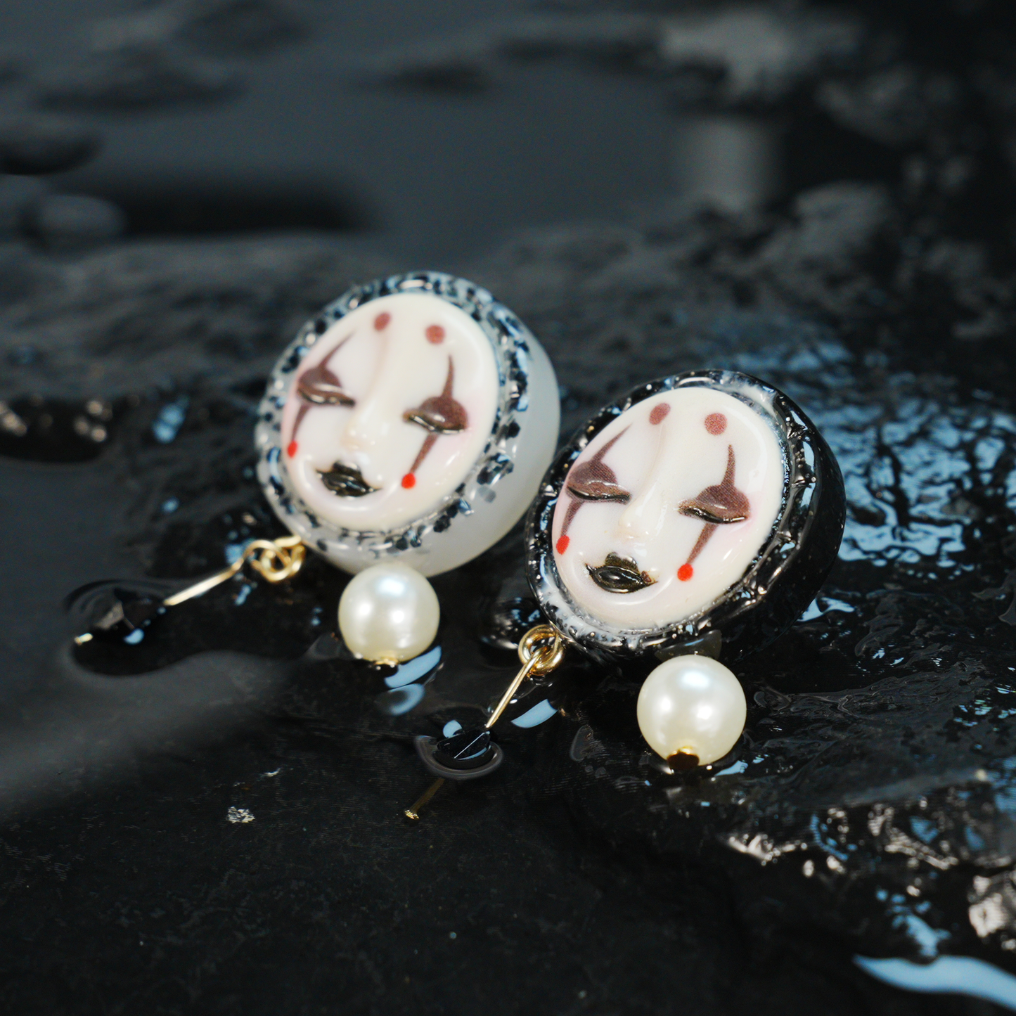 Gothic Drama Mask Earrings | Emotional Artistic Studs | Unique Gift for Her with Bold Personality