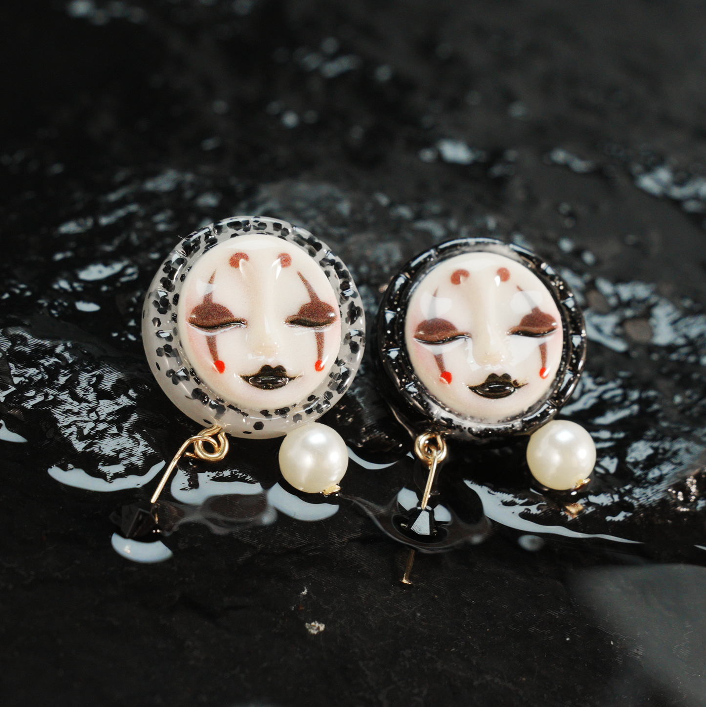 Gothic Drama Mask Earrings | Emotional Artistic Studs | Unique Gift for Her with Bold Personality