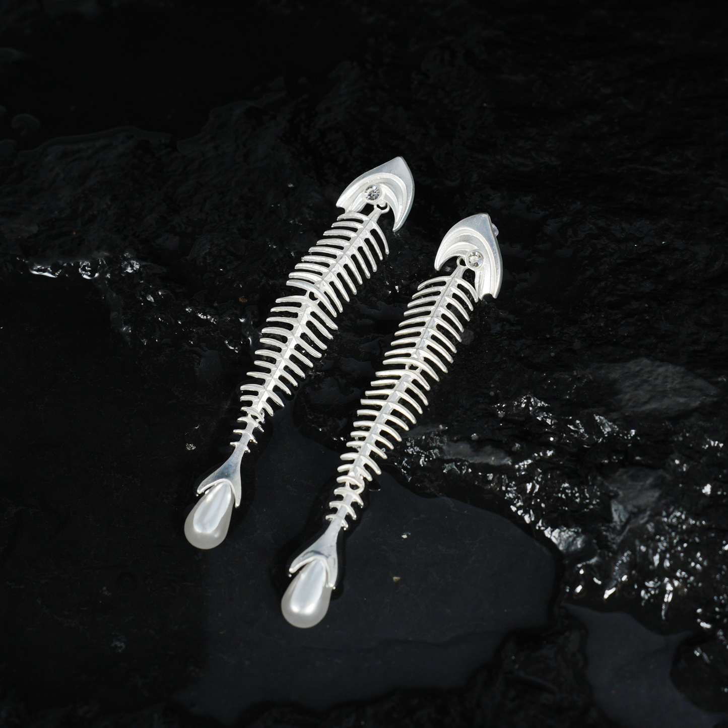 Deconstructed Fishbone Drop Earrings | Gothic Style Statement Jewelry | Bold Gift for Artistic Women Who Love Unique Design