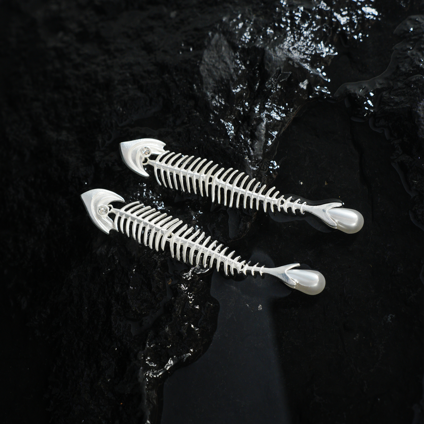 Deconstructed Fishbone Drop Earrings | Gothic Style Statement Jewelry | Bold Gift for Artistic Women Who Love Unique Design