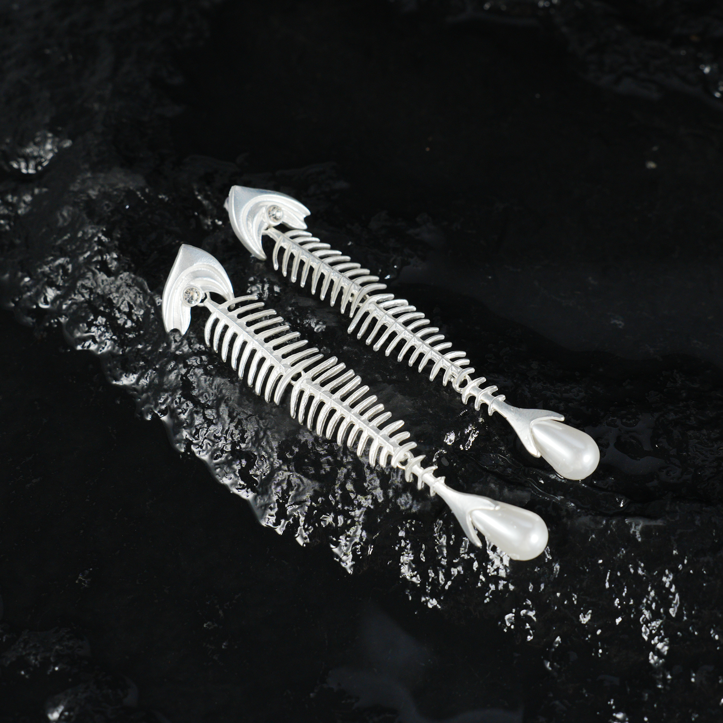Deconstructed Fishbone Drop Earrings | Gothic Style Statement Jewelry | Bold Gift for Artistic Women Who Love Unique Design