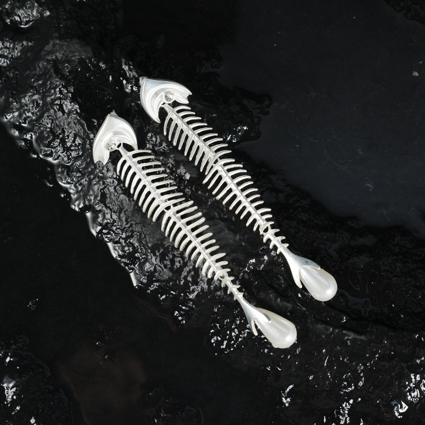 Deconstructed Fishbone Drop Earrings | Gothic Style Statement Jewelry | Bold Gift for Artistic Women Who Love Unique Design