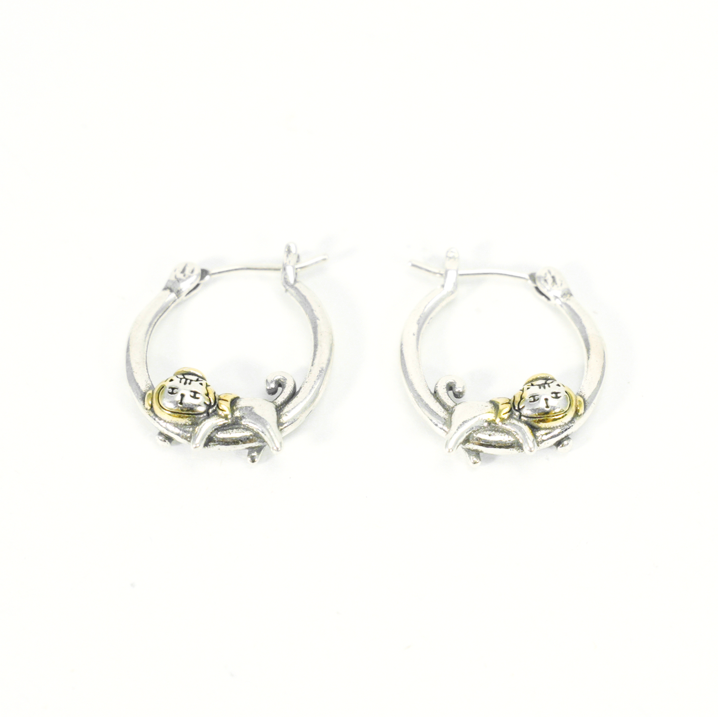 Curious Cat with Fish Hat Earrings – Playful Kitty Studs for Animal Lovers, Cute Cat Jewelry for Daily Joy