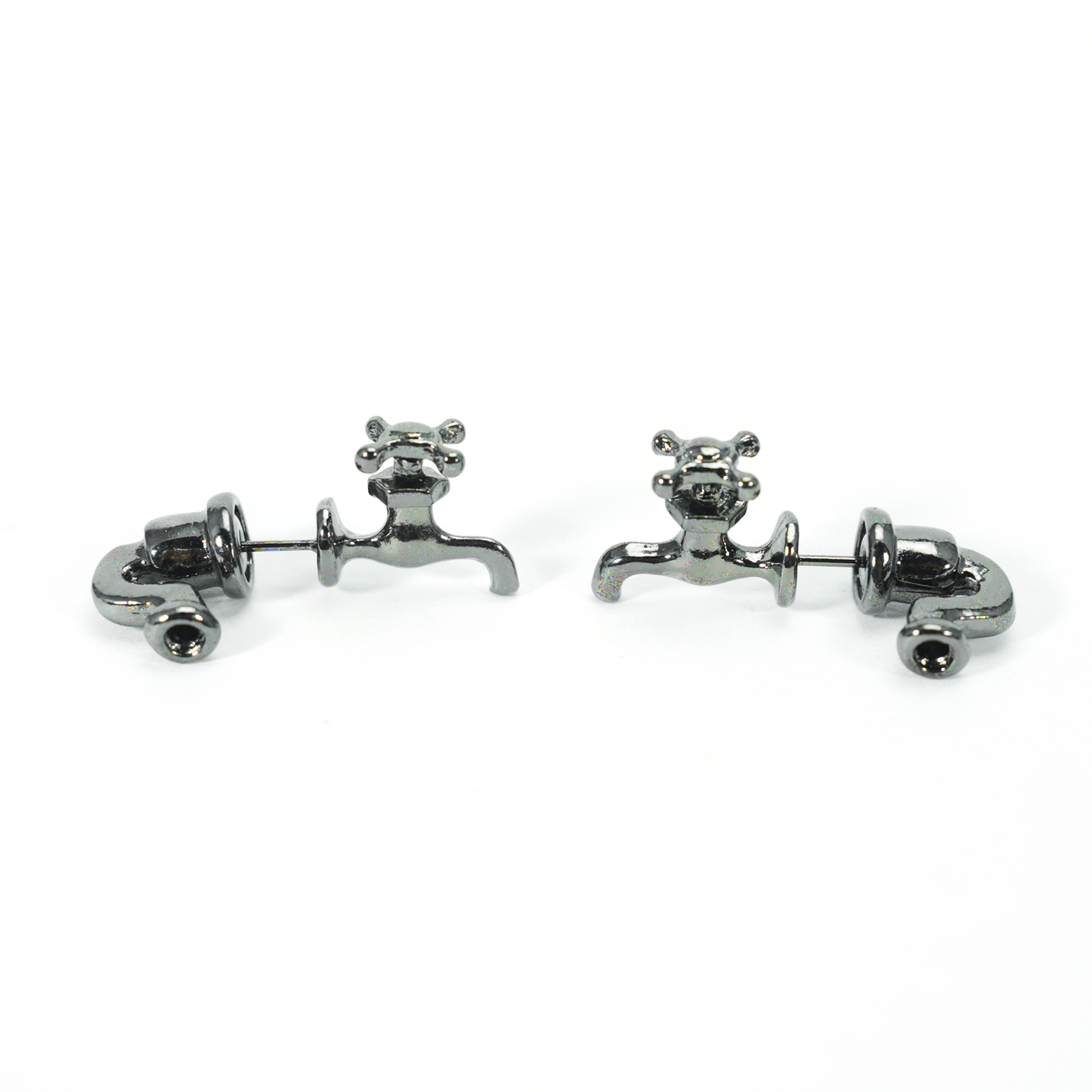 Faucet Earrings Quirky Metal Tap Studs, Punk Industrial Style Water Valve Jewelry, Funny Statement Earrings for Women