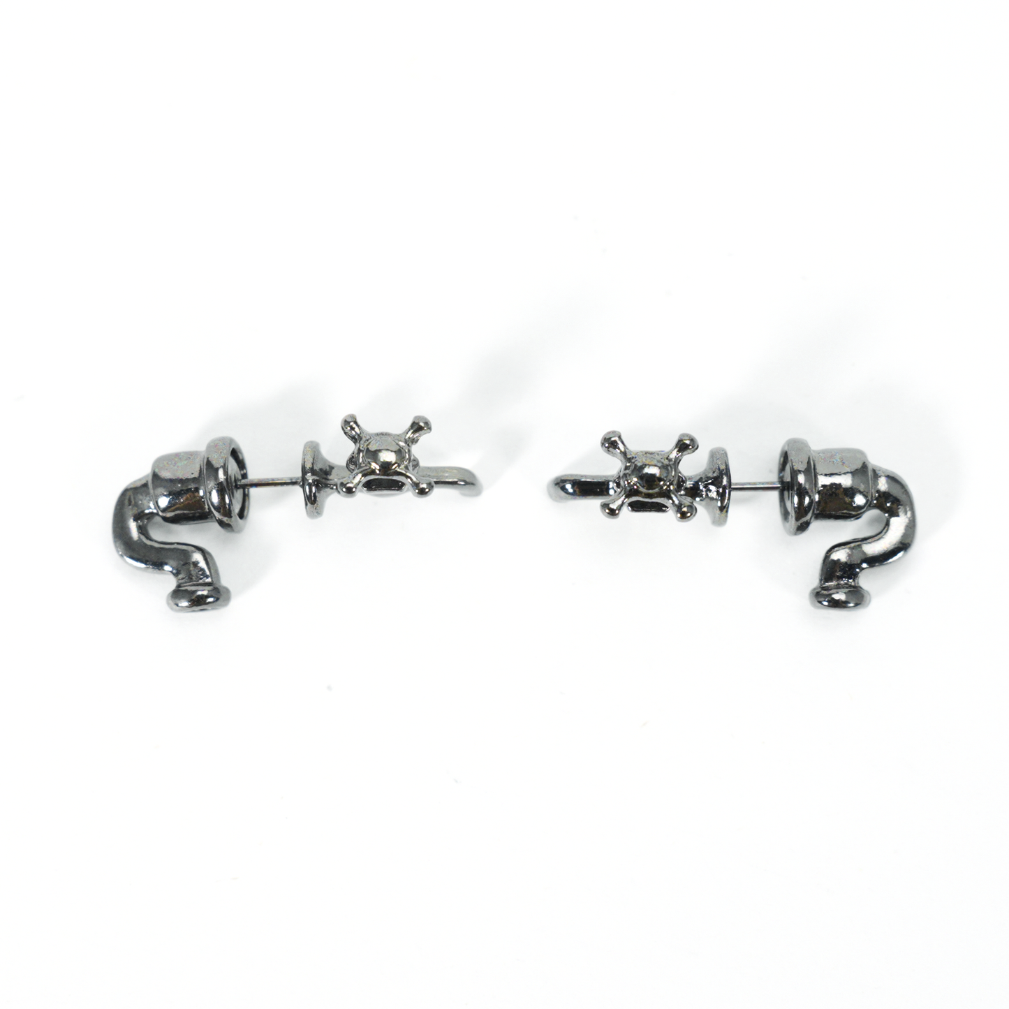 Faucet Earrings Quirky Metal Tap Studs, Punk Industrial Style Water Valve Jewelry, Funny Statement Earrings for Women