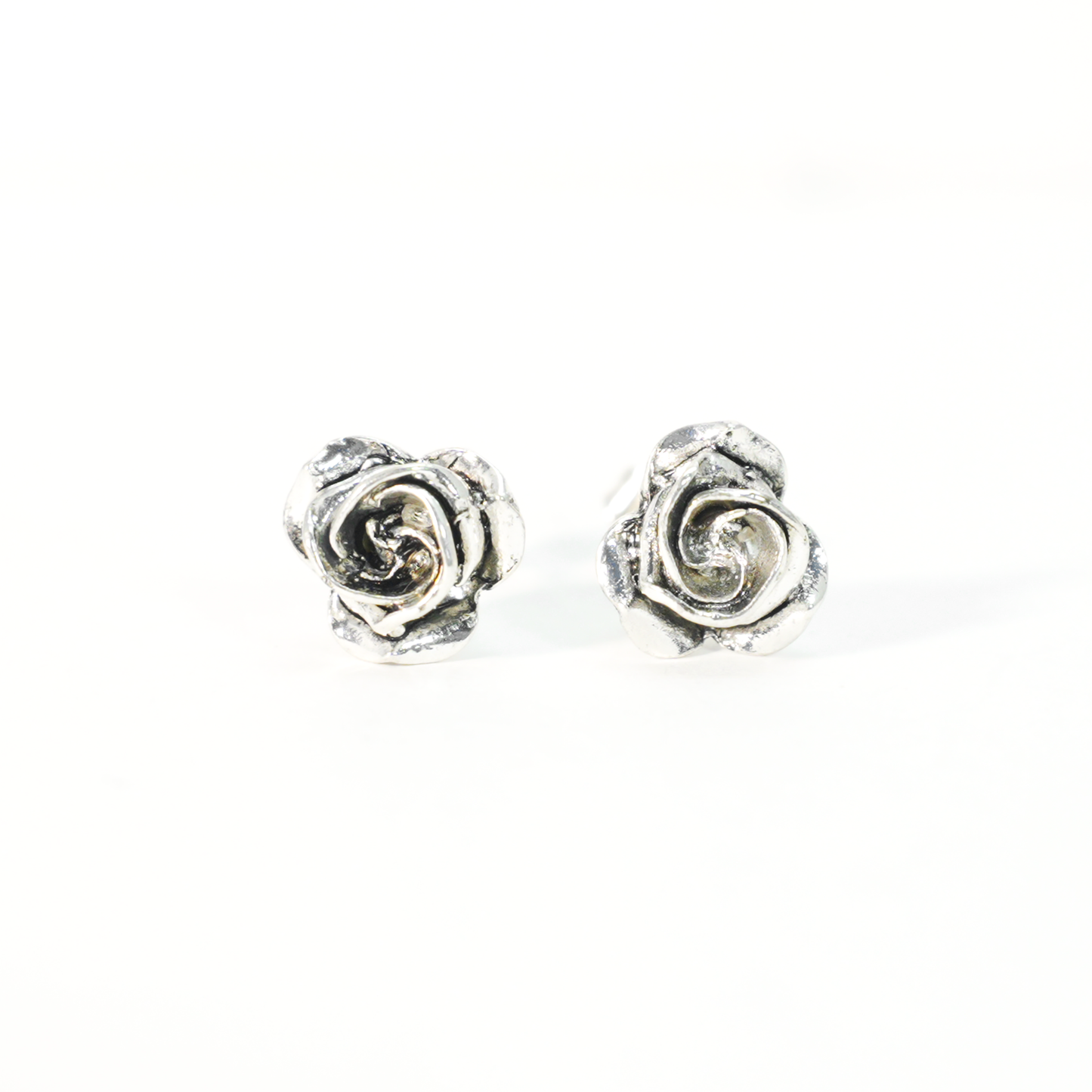 Vintage Silver Rose Stud Earrings | Floral Earrings for Women | Handcrafted Gothic Romantic Jewelry