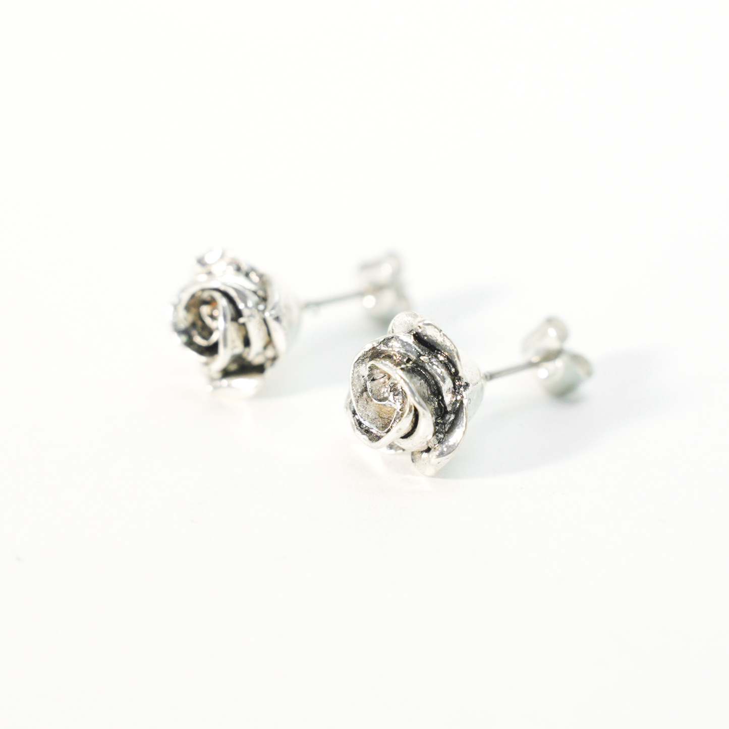 Vintage Silver Rose Stud Earrings | Floral Earrings for Women | Handcrafted Gothic Romantic Jewelry