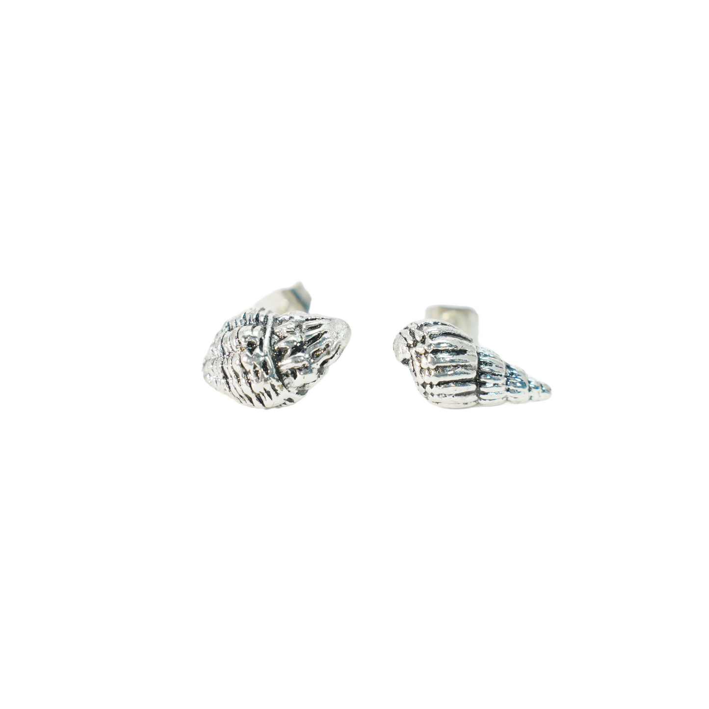 Sea Shell Stud Earrings, Asymmetric Nautical Jewelry, Minimalist Ocean-Inspired Ear Studs, Handmade Gift for Her