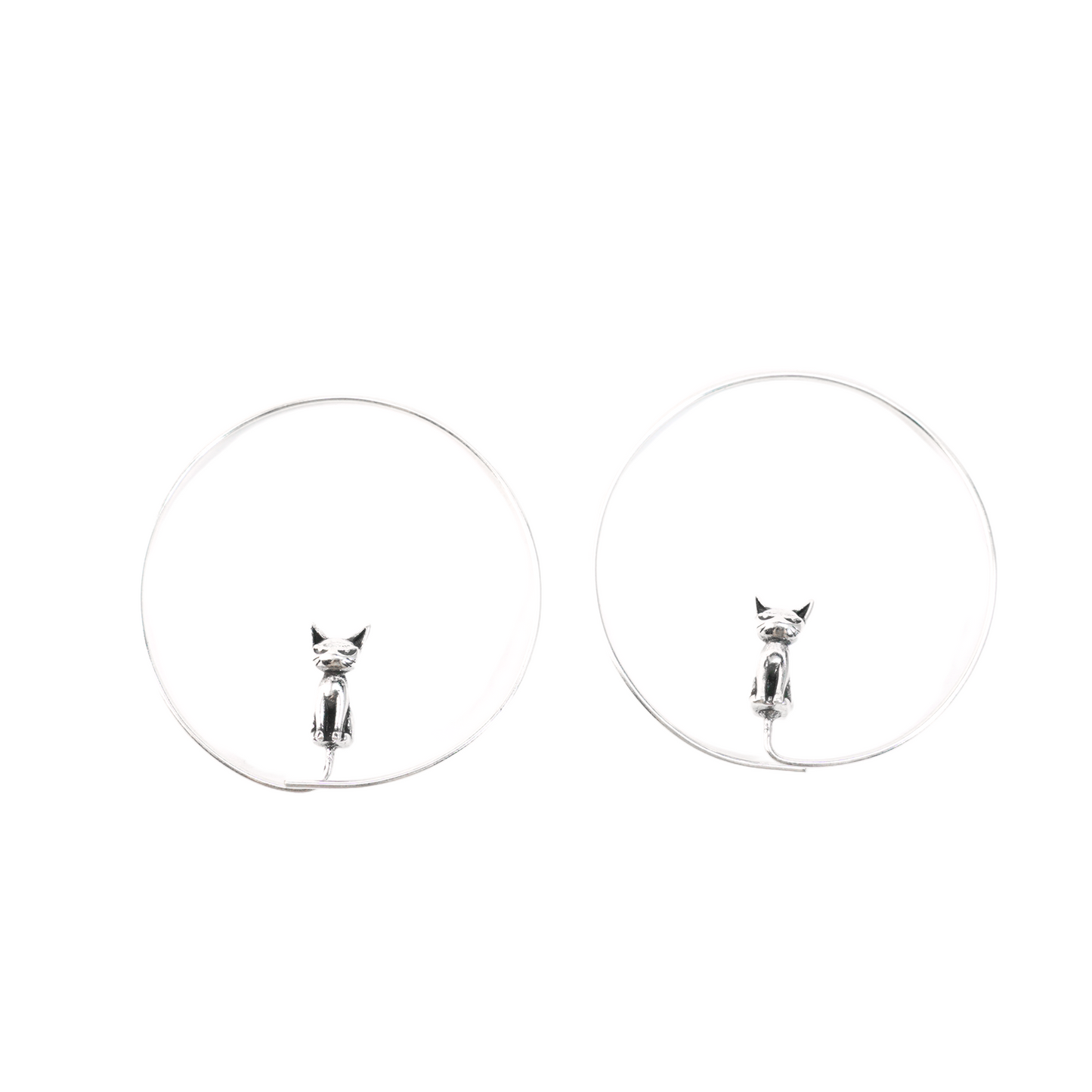 Minimalistische Zwillingskatzen-Creolen – Gedenkschmuck für Paare
