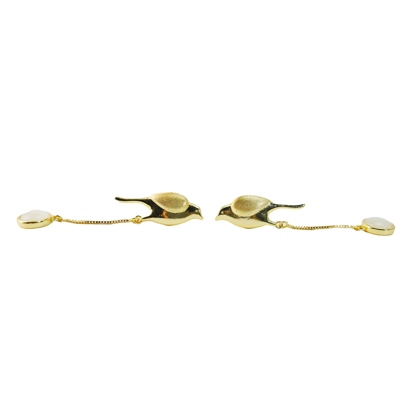 Golden Bird Earrings – Minimalist Flying Bird Design, Soulful Gift for Her, Delicate Dangle Ear Jewelry