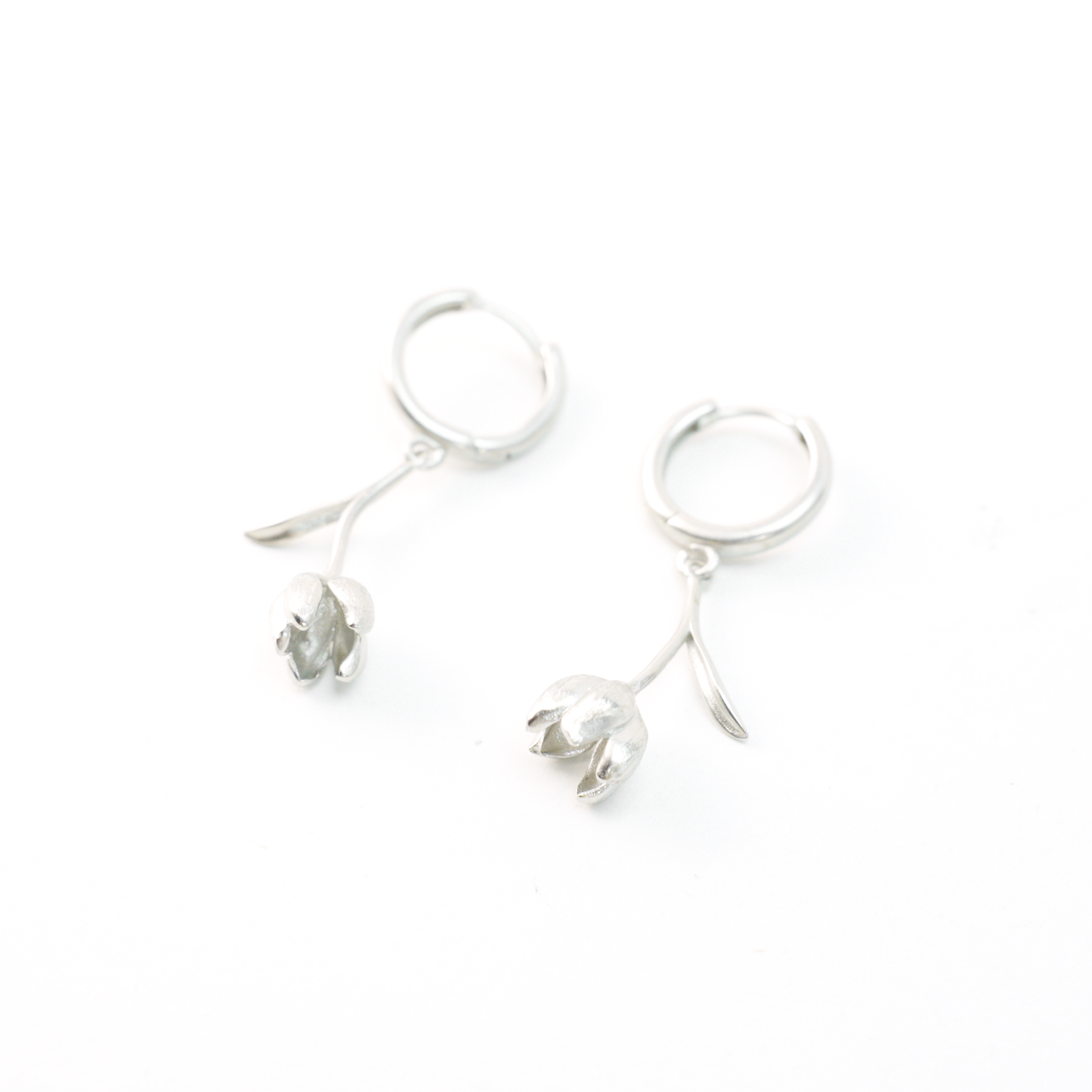 Botanical Bud Earrings, Minimalist Floral Drop Earrings, Nature Inspired Symbol of Growth and Quiet Emotion