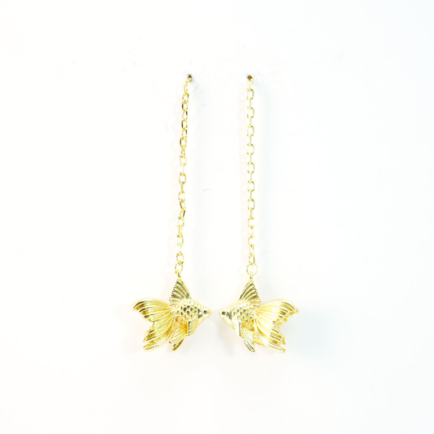 Gold Fish Dangle Earrings with Pearl | Long Drop Earrings | Elegant Animal Jewelry for Women | Handmade Gift Idea