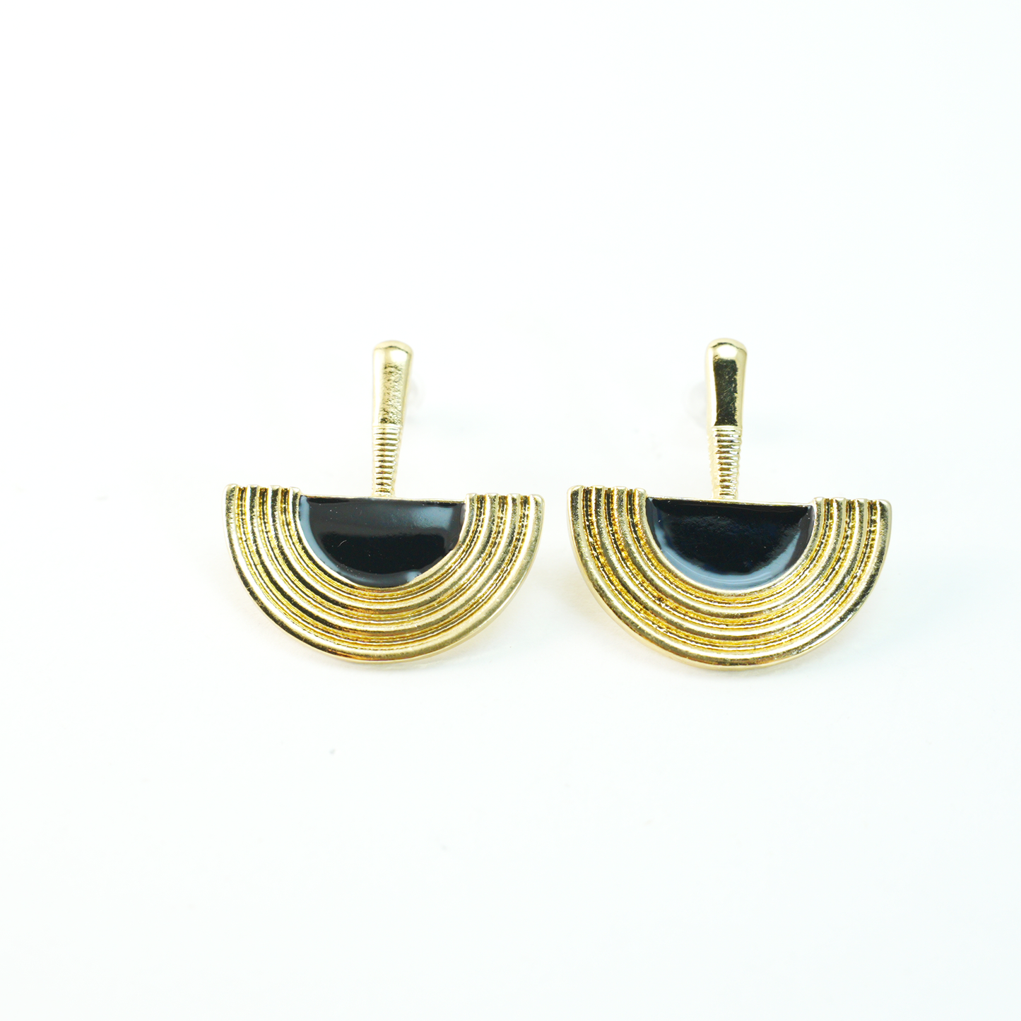 Black Gold Geometric Sunray Earrings | Minimalist Tribal Dangle Earrings for Women