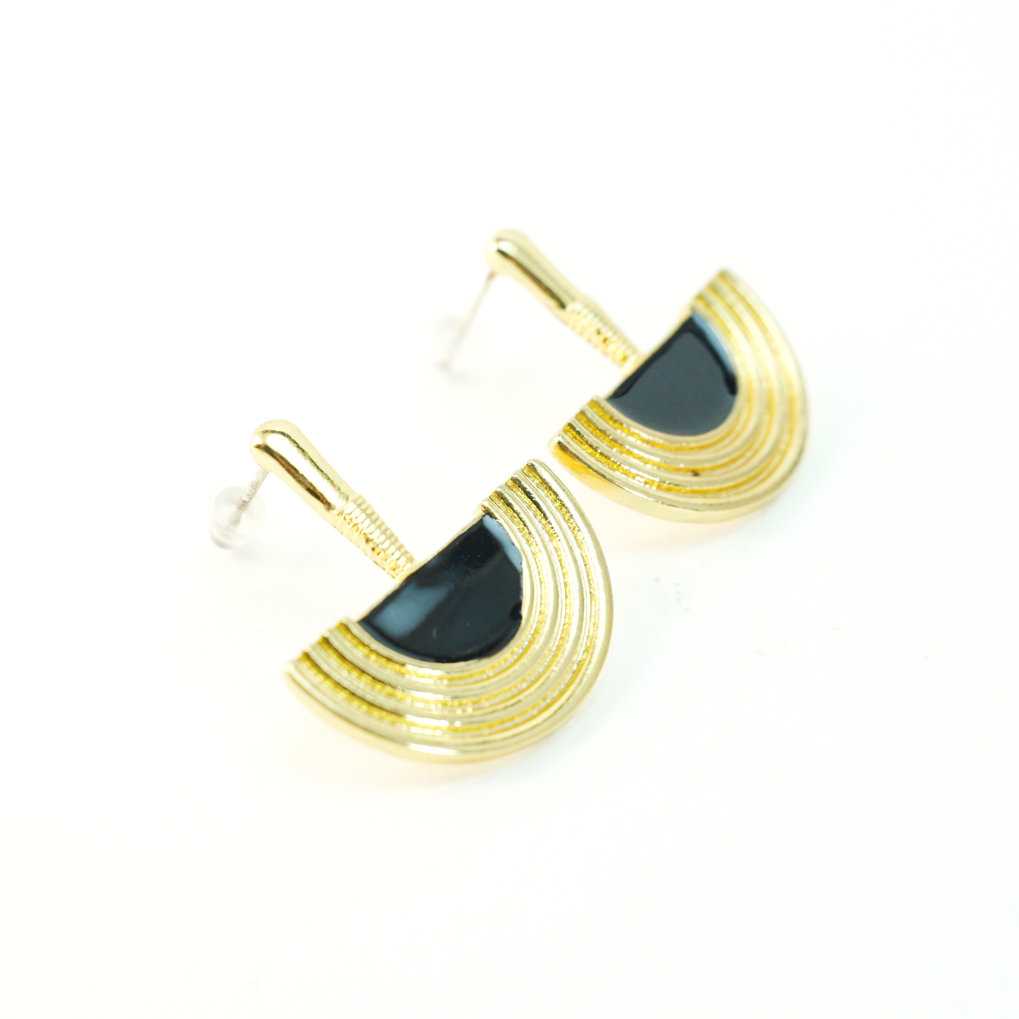 Black Gold Geometric Sunray Earrings | Minimalist Tribal Dangle Earrings for Women