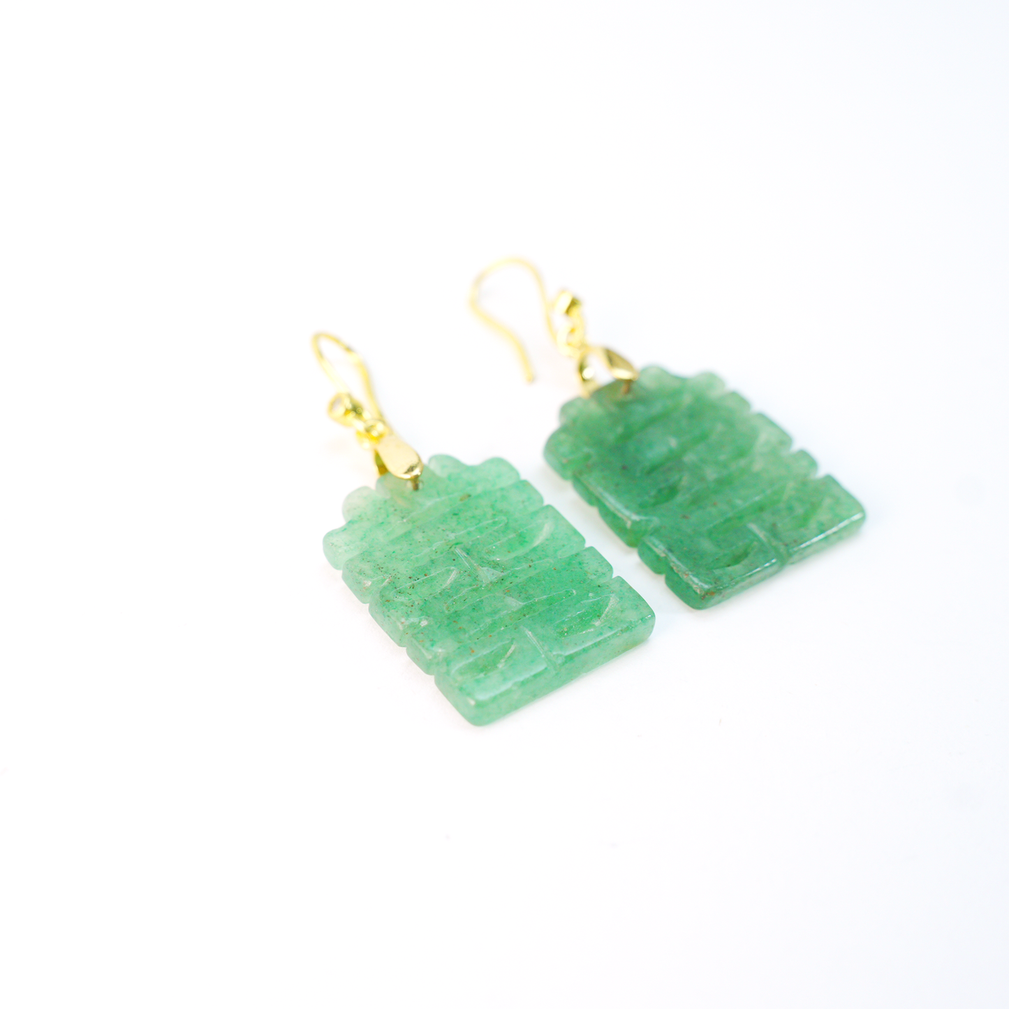 Chinese Double Happiness Jade Earrings | Long Green Jade Dangle Earrings, Wedding & Festive Lucky Charm