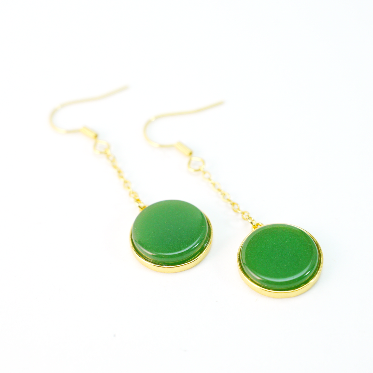 Minimal Jade Circle Earrings | Green Dangle Earrings | Vintage Amulet Style Gift Jewelry