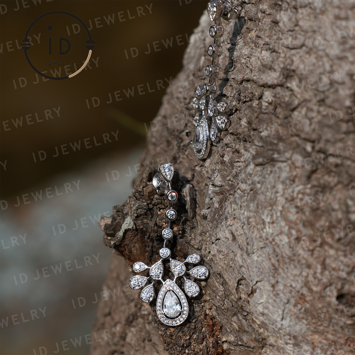 Teardrop Silver Earrings with Zircon, Handmade Luxury Earrings for Women, Wedding Jewelry