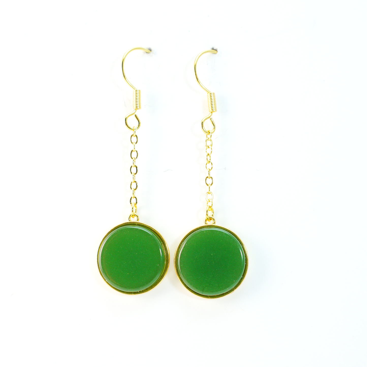 Minimal Jade Circle Earrings | Green Dangle Earrings | Vintage Amulet Style Gift Jewelry