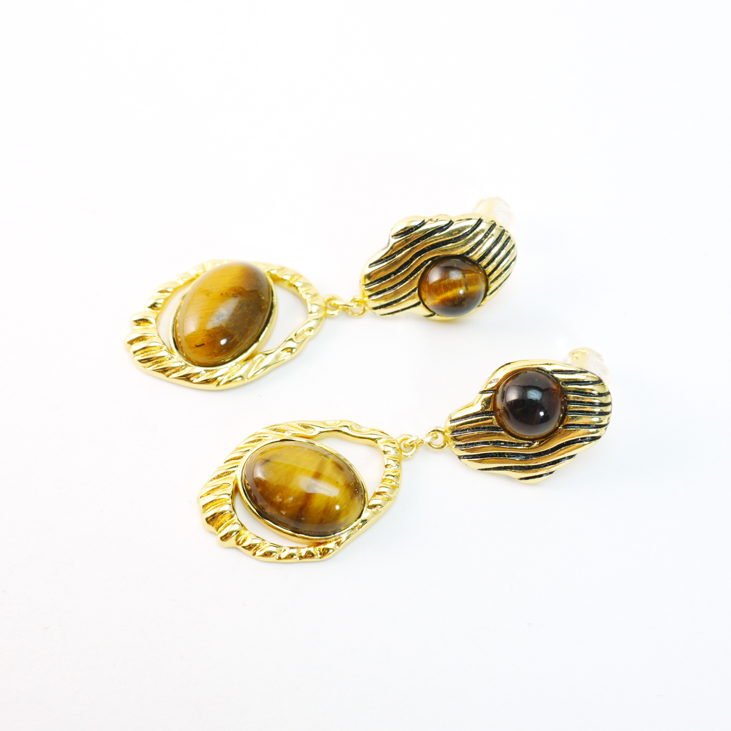 Vintage Tigerauge Ohrringe, Schützende Tropfenohrringe mit mystischem Augendesign, handgefertigter spiritueller Schmuck für Frauen