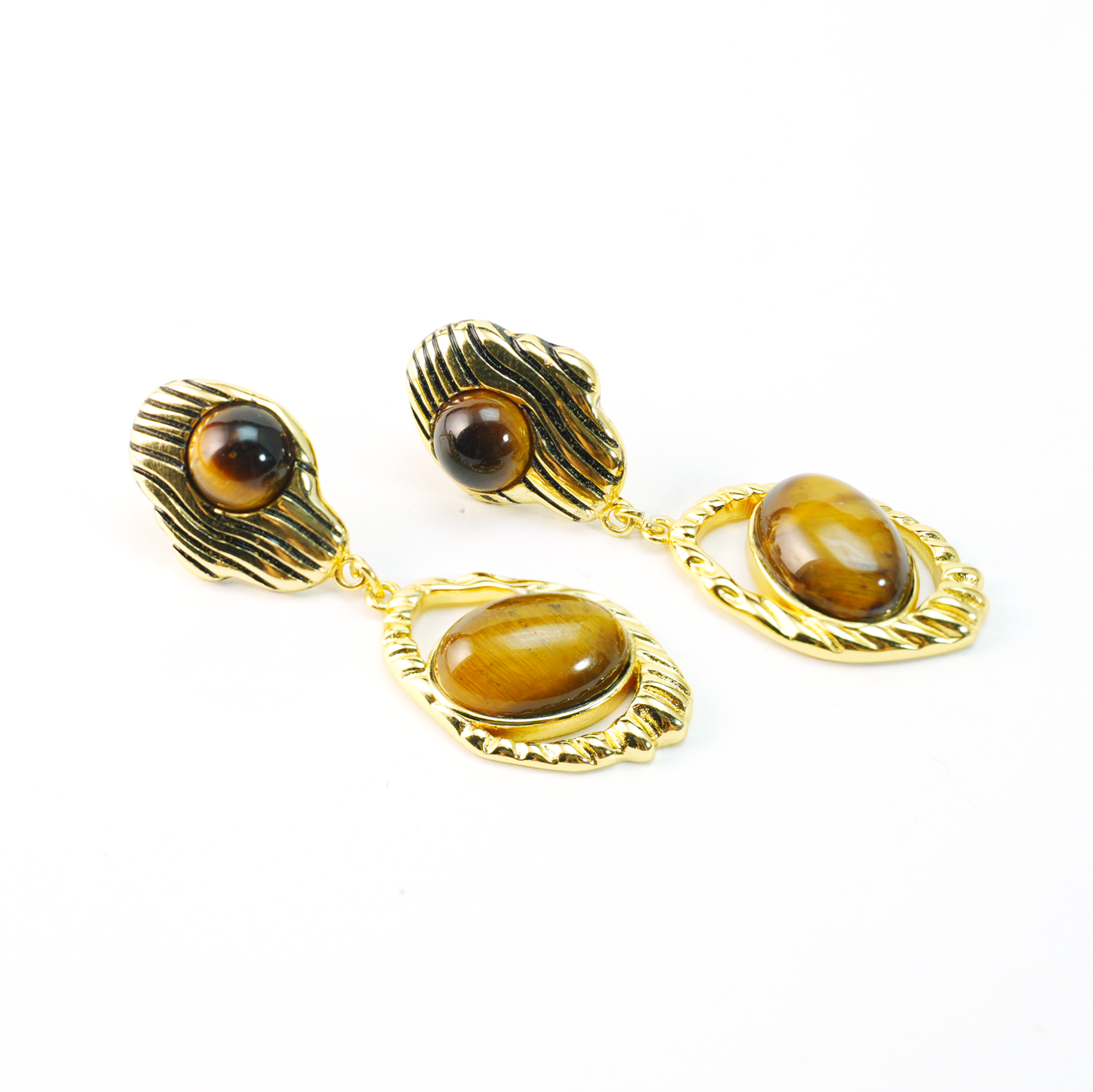 Vintage Tigerauge Ohrringe, Schützende Tropfenohrringe mit mystischem Augendesign, handgefertigter spiritueller Schmuck für Frauen