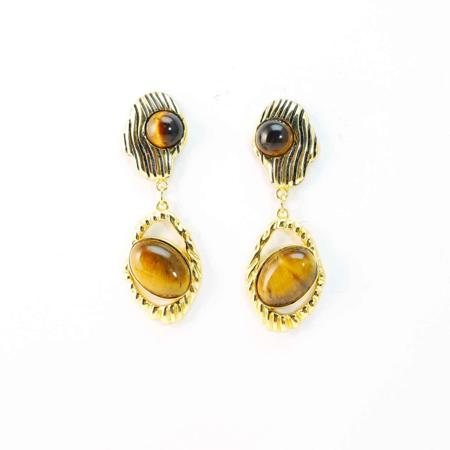 Vintage Tigerauge Ohrringe, Schützende Tropfenohrringe mit mystischem Augendesign, handgefertigter spiritueller Schmuck für Frauen