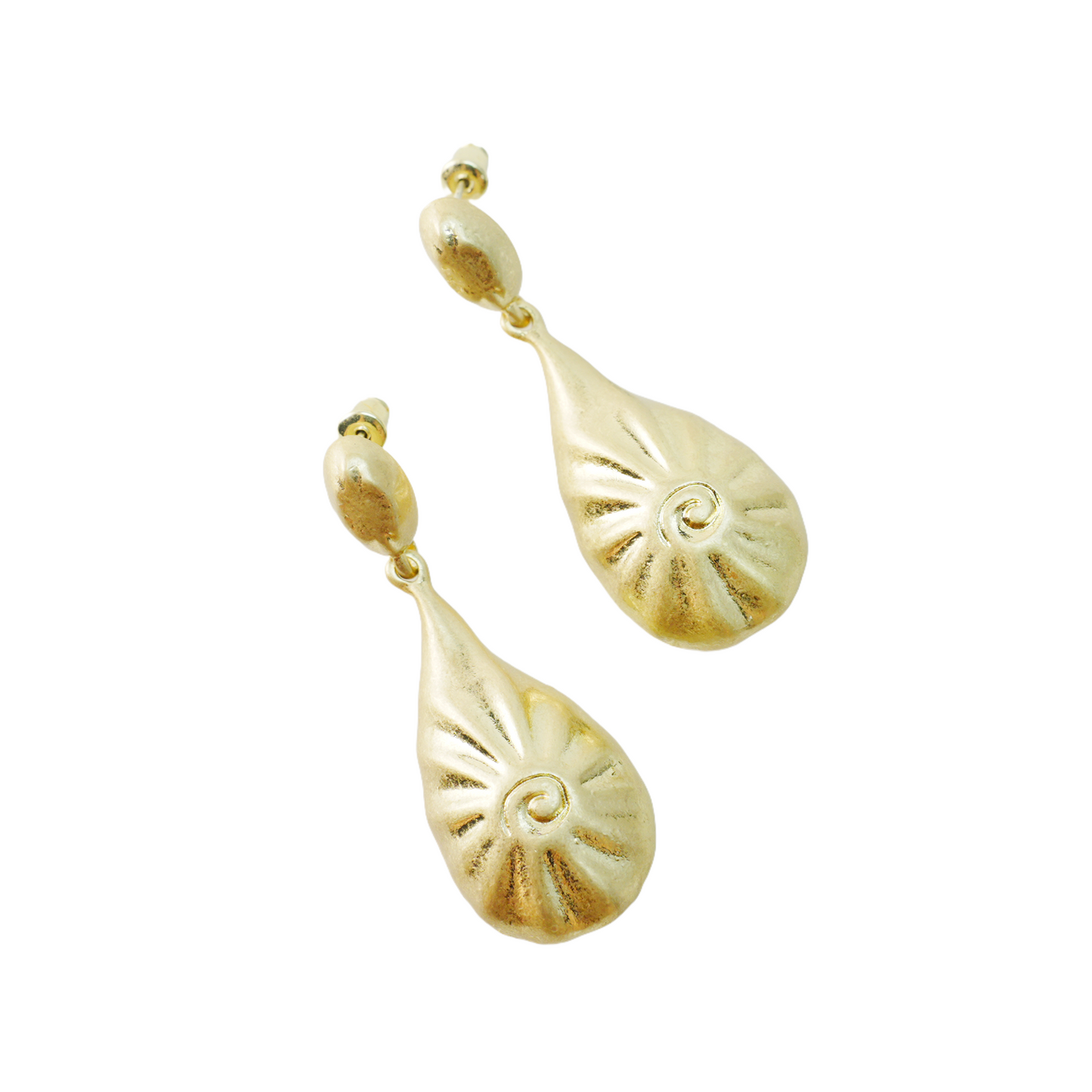 Totem Spiral Ohrstecker | Vintage Gold Textur Handgefertigte Ohrringe | Weibliche Energie Sonne Amulett Stil