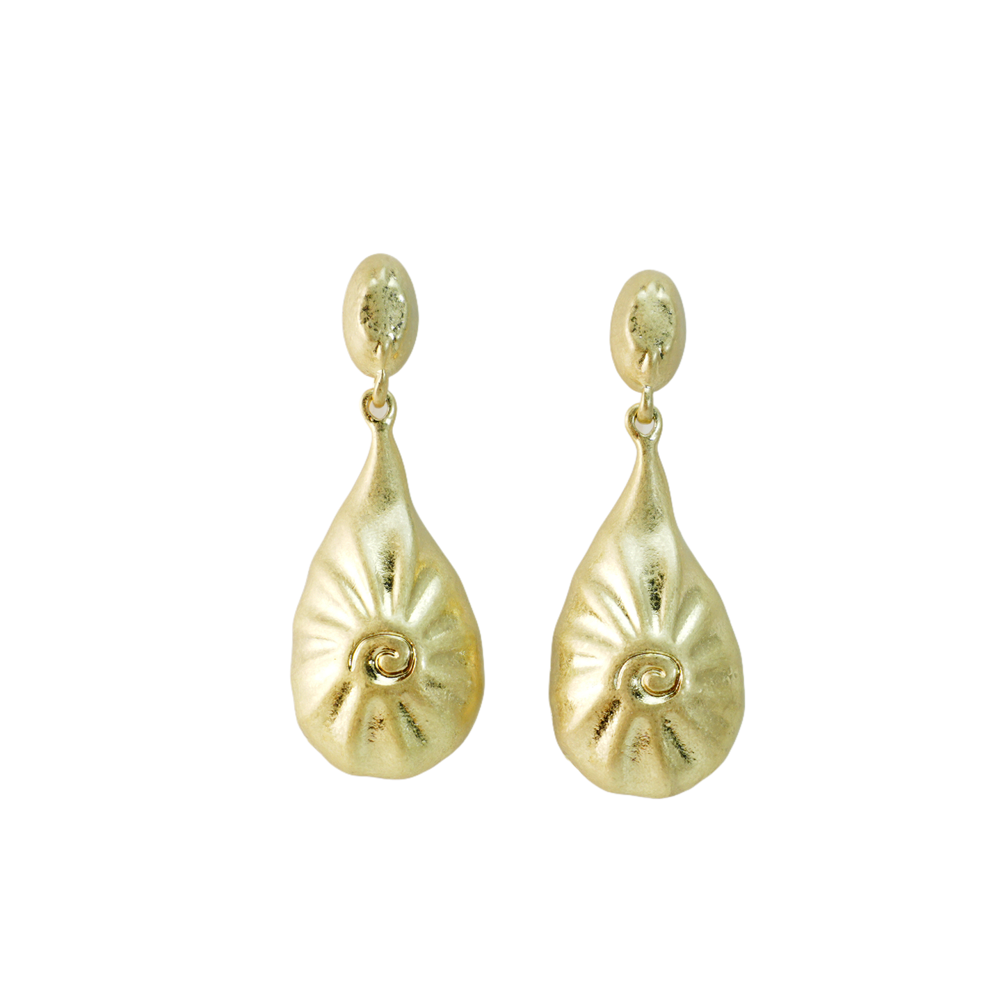 Totem Spiral Ohrstecker | Vintage Gold Textur Handgefertigte Ohrringe | Weibliche Energie Sonne Amulett Stil