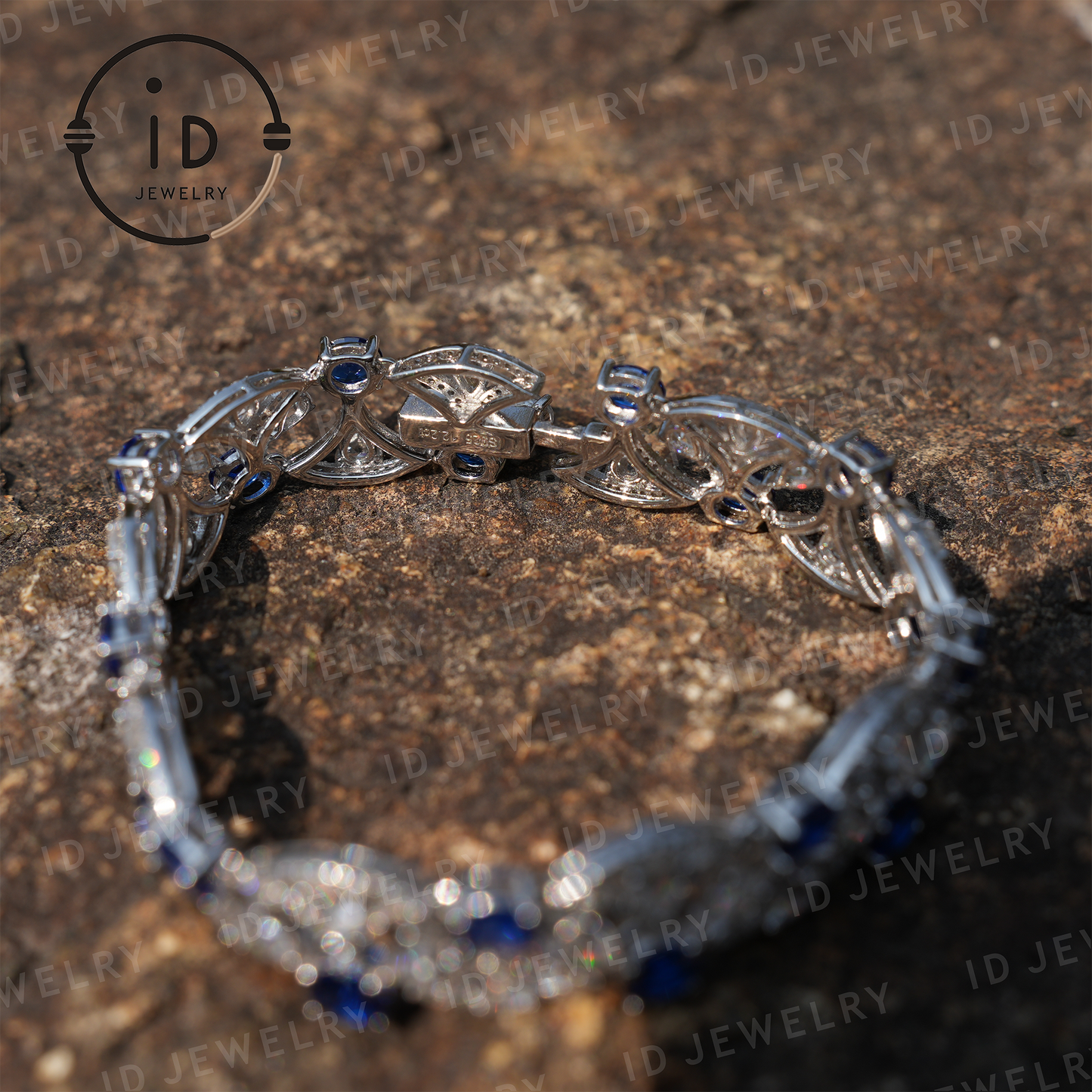 Sterling Silver Sapphire Bracelet, Hollow Design, Ideal for Anniversary Gifts, Women's Jewelry