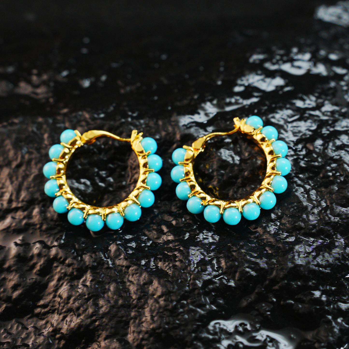 Böhmische Türkis Creolen Ethnoschmuck | Tribal Retro Style Tropfen Ohrringe