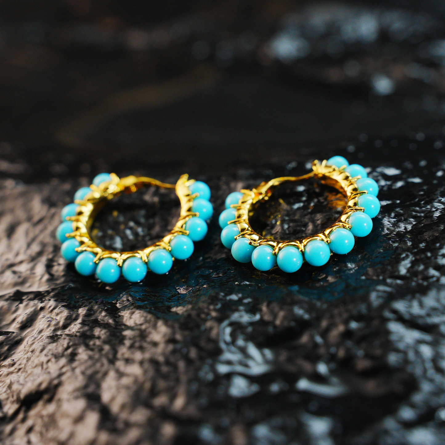 Böhmische Türkis Creolen Ethnoschmuck | Tribal Retro Style Tropfen Ohrringe