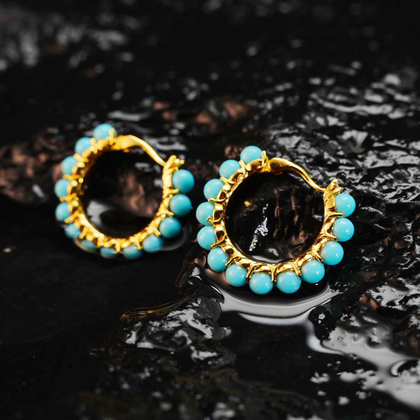 Böhmische Türkis Creolen Ethnoschmuck | Tribal Retro Style Tropfen Ohrringe