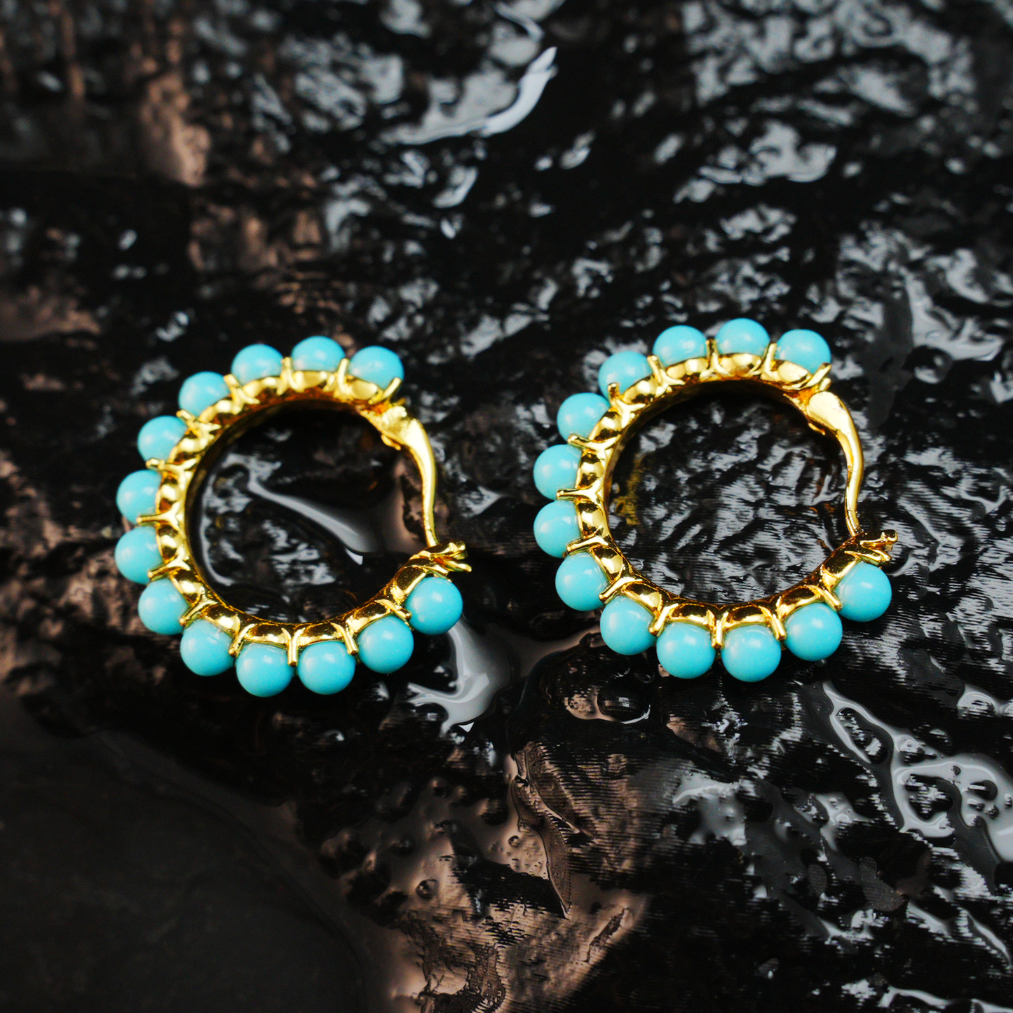Böhmische Türkis Creolen Ethnoschmuck | Tribal Retro Style Tropfen Ohrringe