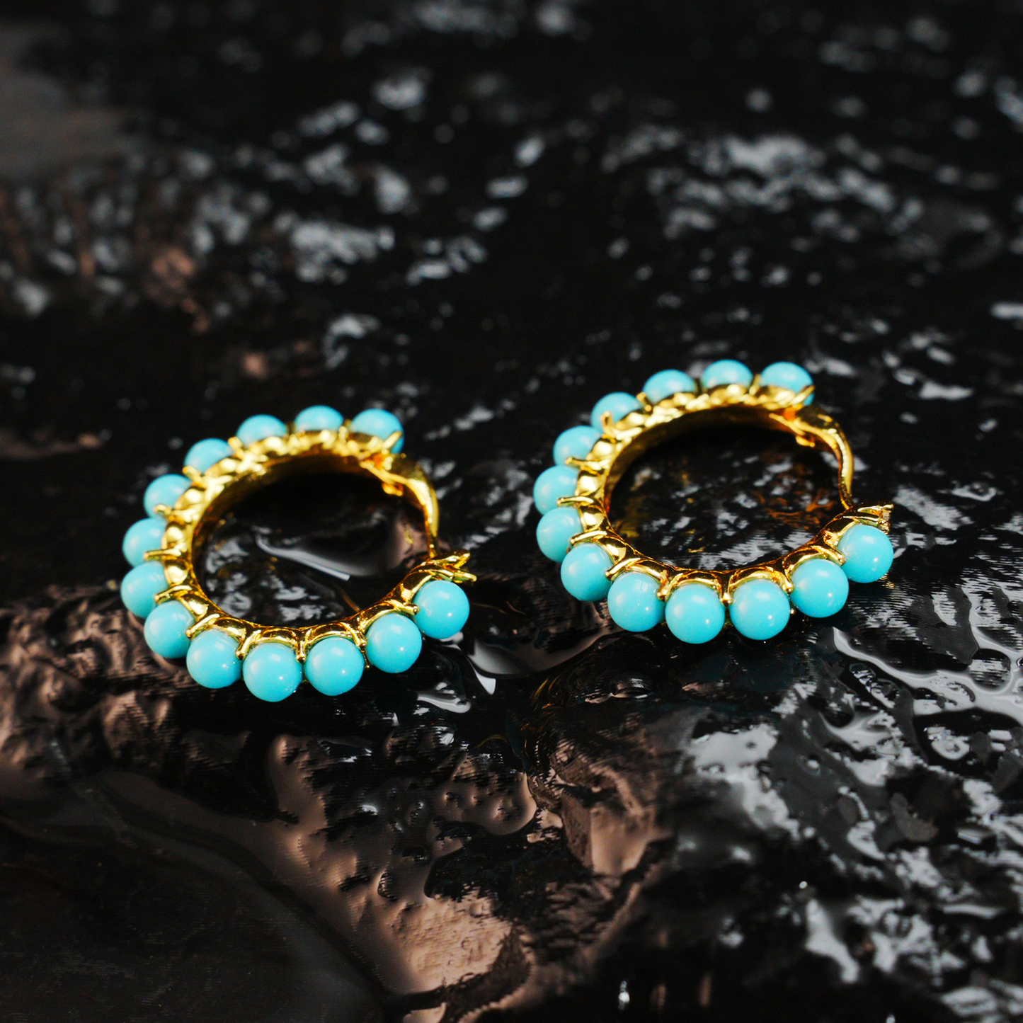 Böhmische Türkis Creolen Ethnoschmuck | Tribal Retro Style Tropfen Ohrringe
