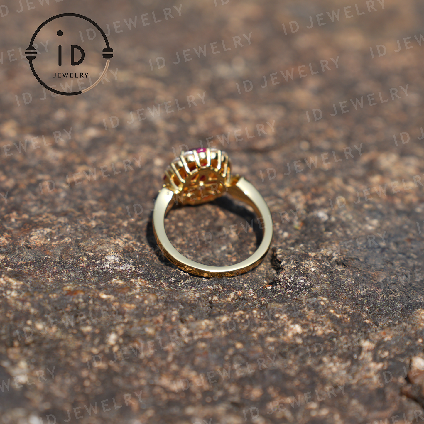 Classic Ruby Ring in Sterling Silver, 18K Gold Plated, Elegant Women’s Gift