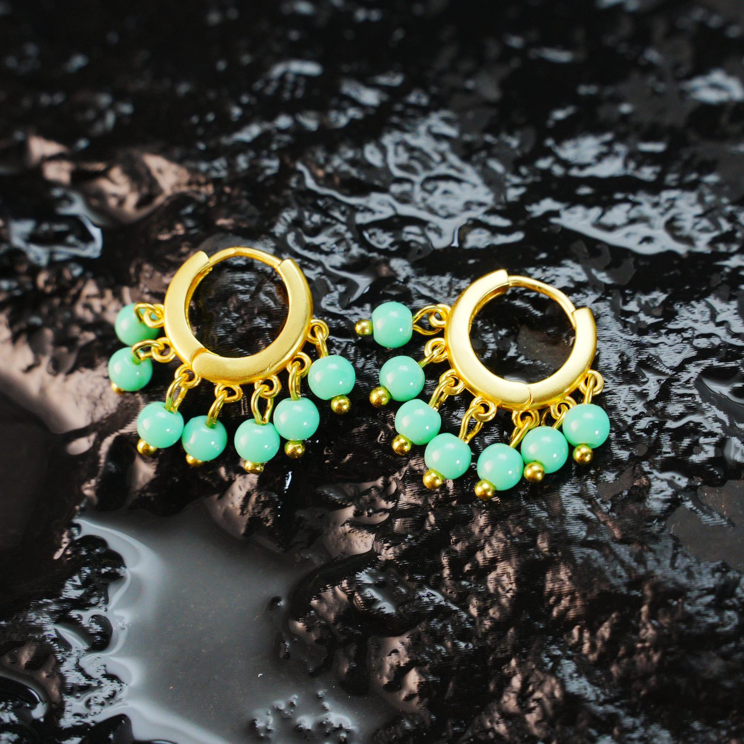 Türkisfarbene Ohrringe, Natürlicher Heilschmuck, Boho-Stil, handgemachtes Geschenk für Frauen