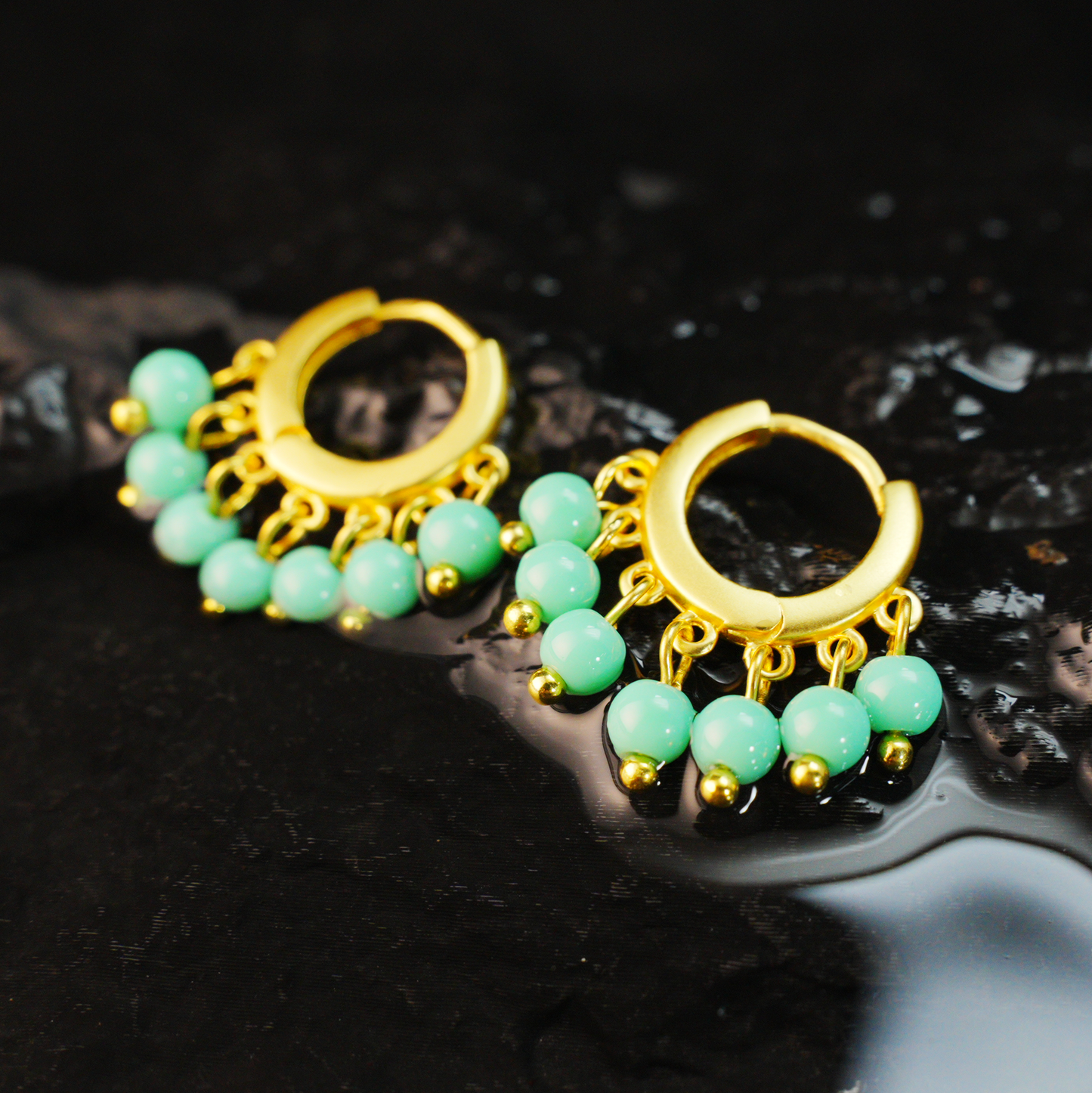 Türkisfarbene Ohrringe, Natürlicher Heilschmuck, Boho-Stil, handgemachtes Geschenk für Frauen