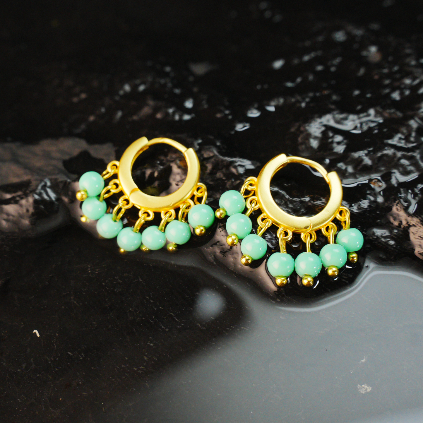 Türkisfarbene Ohrringe, Natürlicher Heilschmuck, Boho-Stil, handgemachtes Geschenk für Frauen