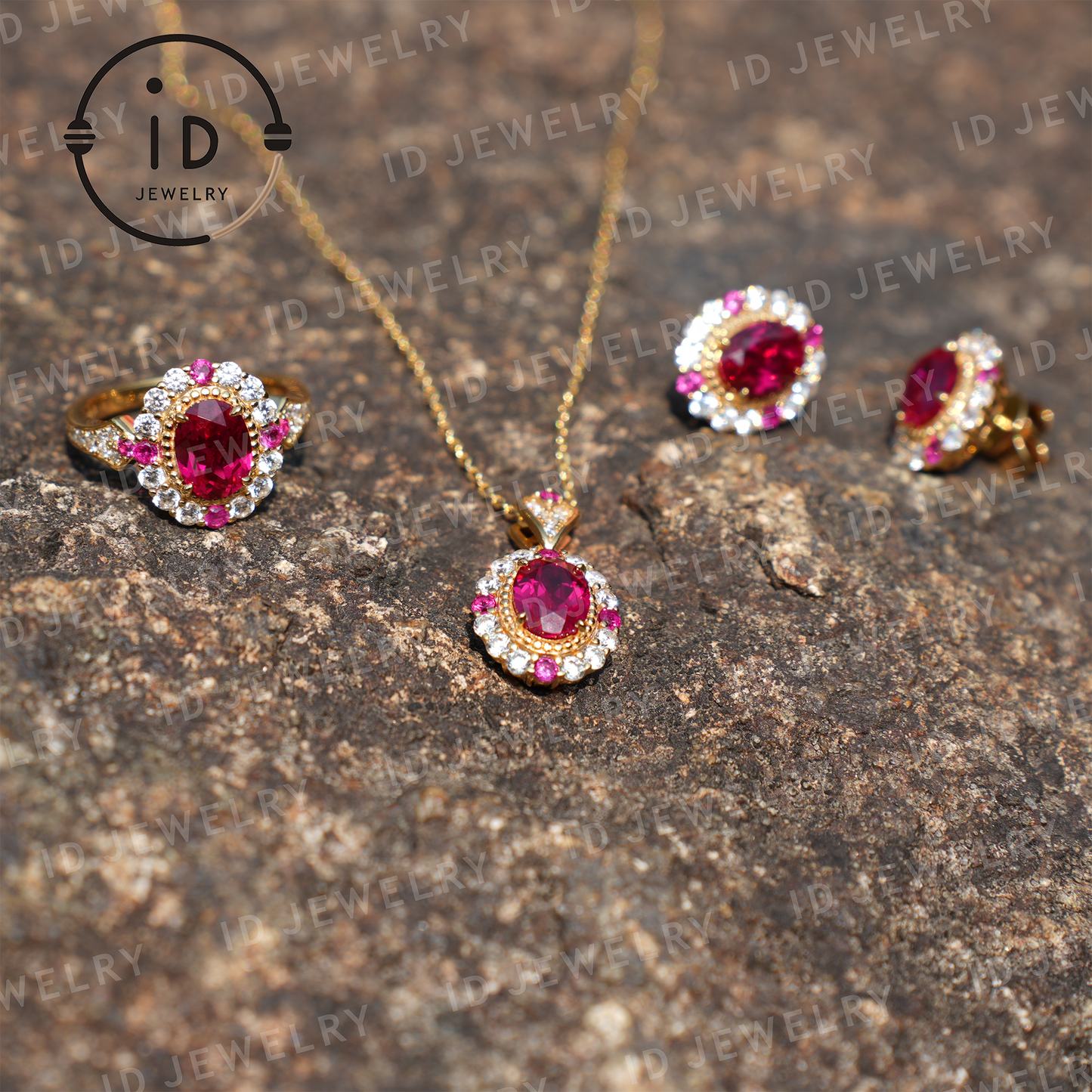 Classic Ruby Ring in Sterling Silver, 18K Gold Plated, Elegant Women’s Gift