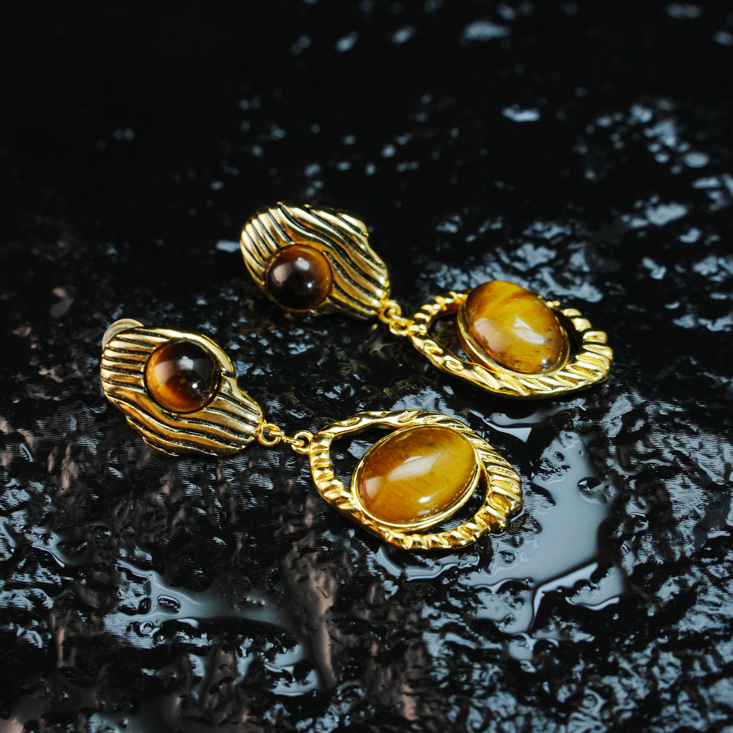 Vintage Tigerauge Ohrringe, Schützende Tropfenohrringe mit mystischem Augendesign, handgefertigter spiritueller Schmuck für Frauen