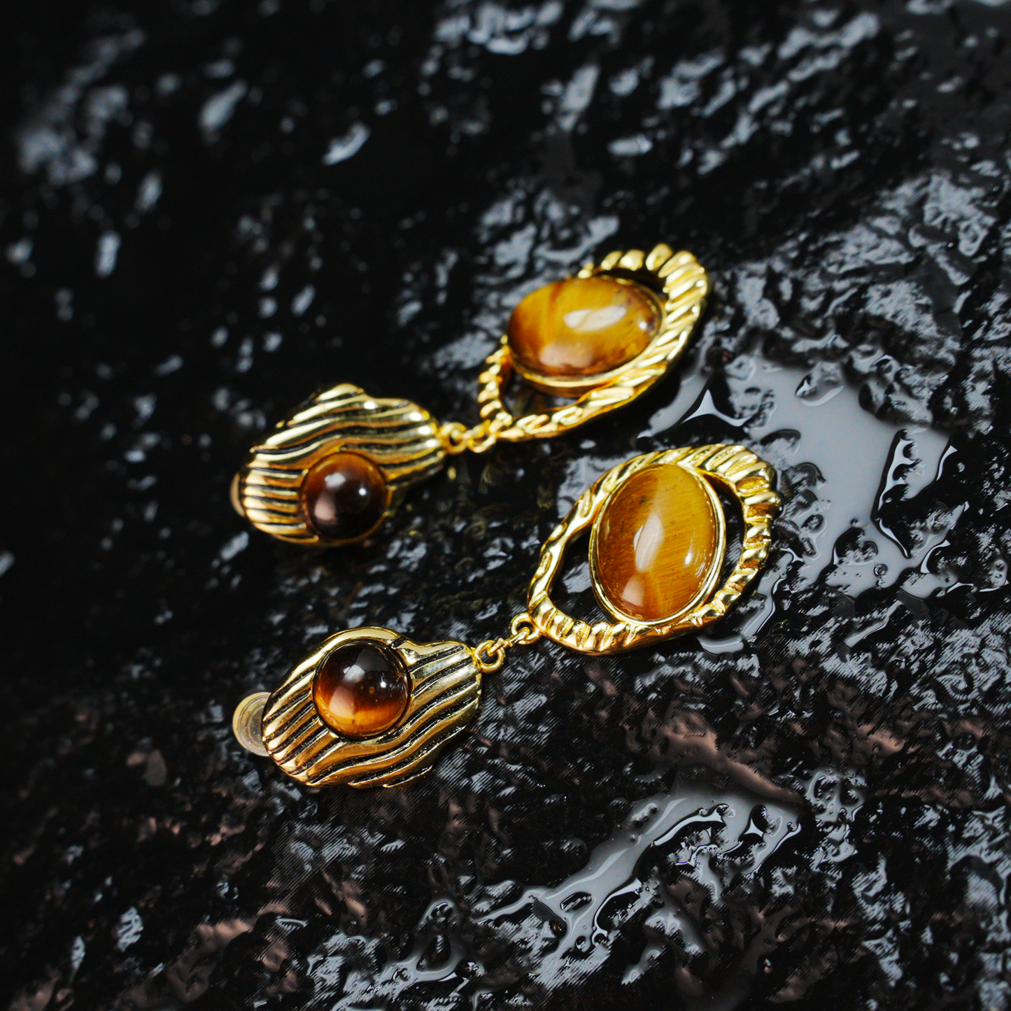 Vintage Tigerauge Ohrringe, Schützende Tropfenohrringe mit mystischem Augendesign, handgefertigter spiritueller Schmuck für Frauen