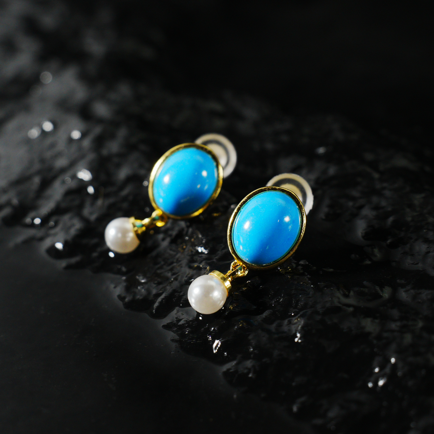 Blue Stud Earrings | Minimal Spiritual Jewelry | Vintage-Inspired Look | Elegant Everyday Design | Nature-Inspired Artistic Accessory