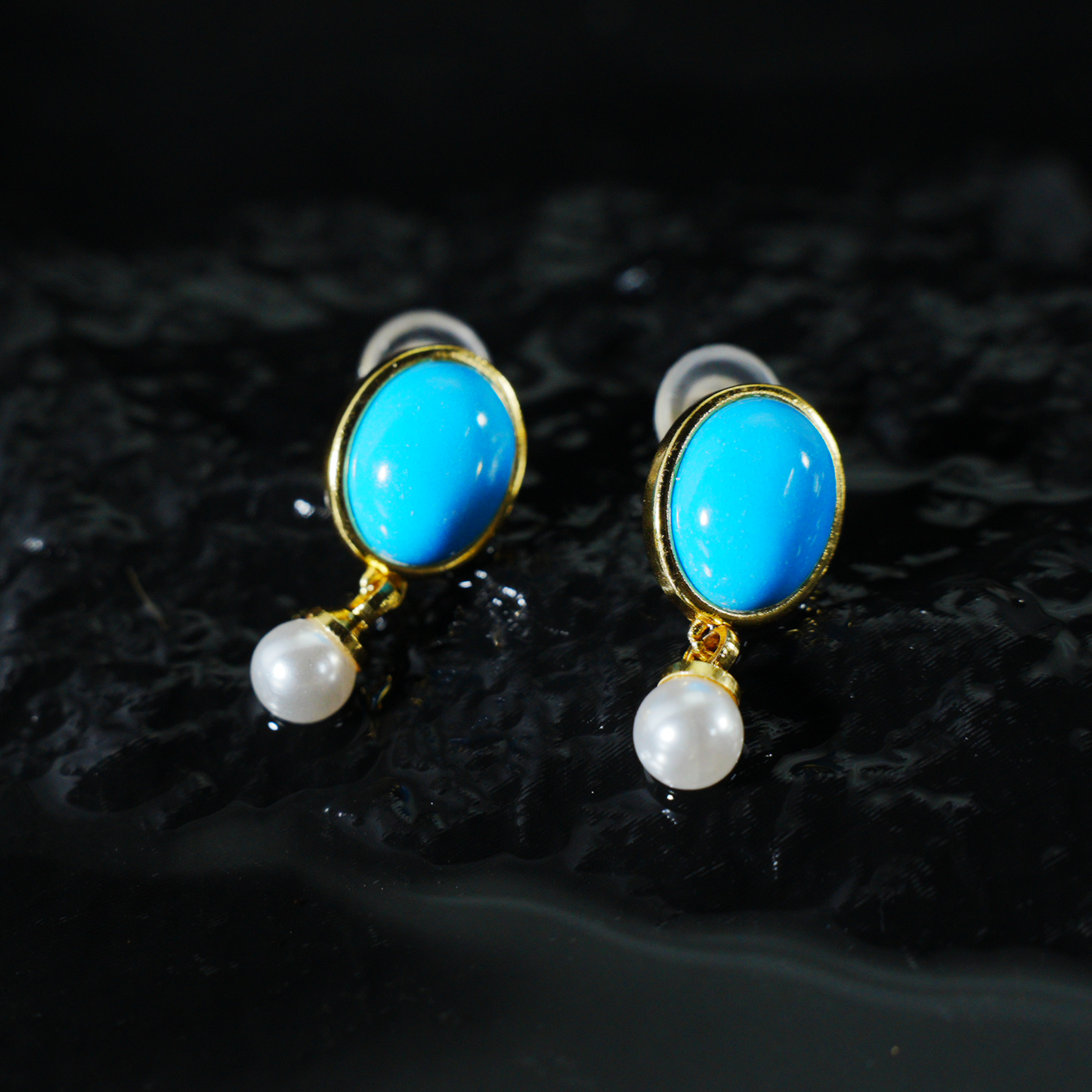 Blue Stud Earrings | Minimal Spiritual Jewelry | Vintage-Inspired Look | Elegant Everyday Design | Nature-Inspired Artistic Accessory